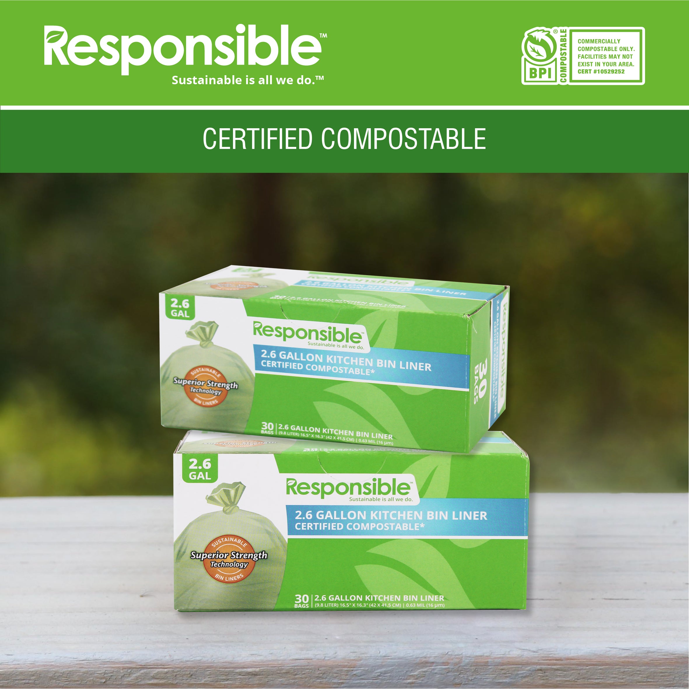2.6 Gallon Compostable Kitchen Bin Liners 30CT