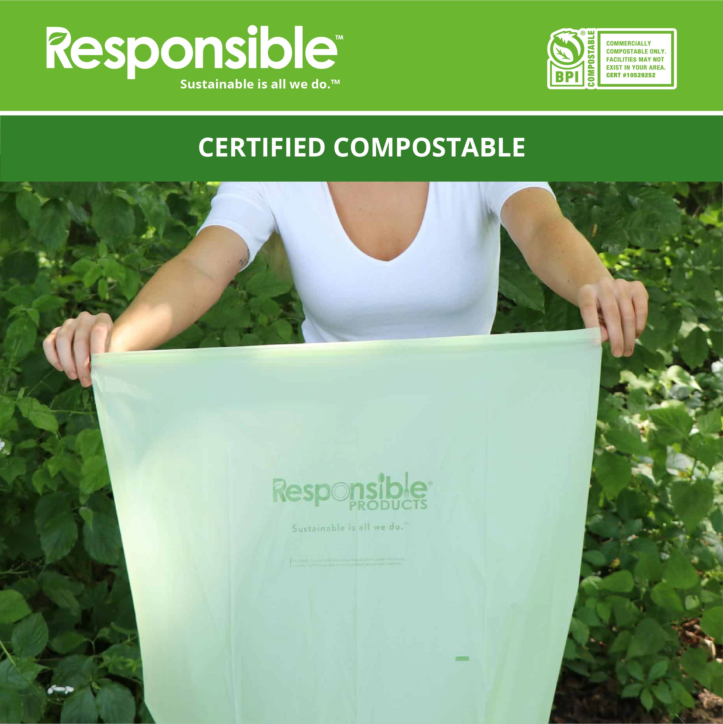 64 Gallon Compostable Kitchen Bin Liners - Bulk Pack (60 Count)