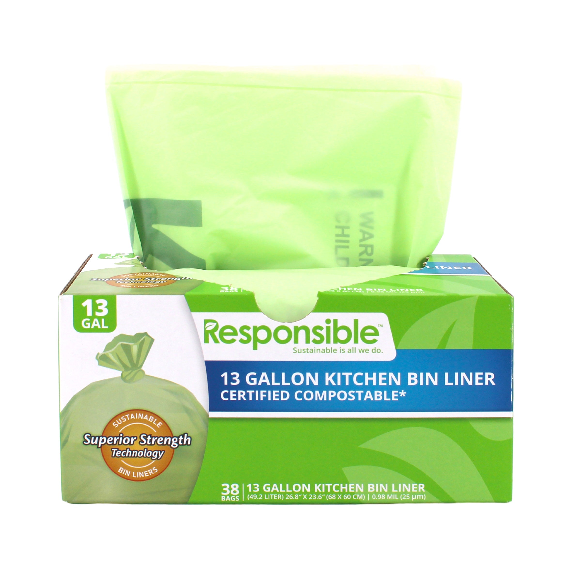 13 Gallon Bin Liners 38CT – Responsible Products