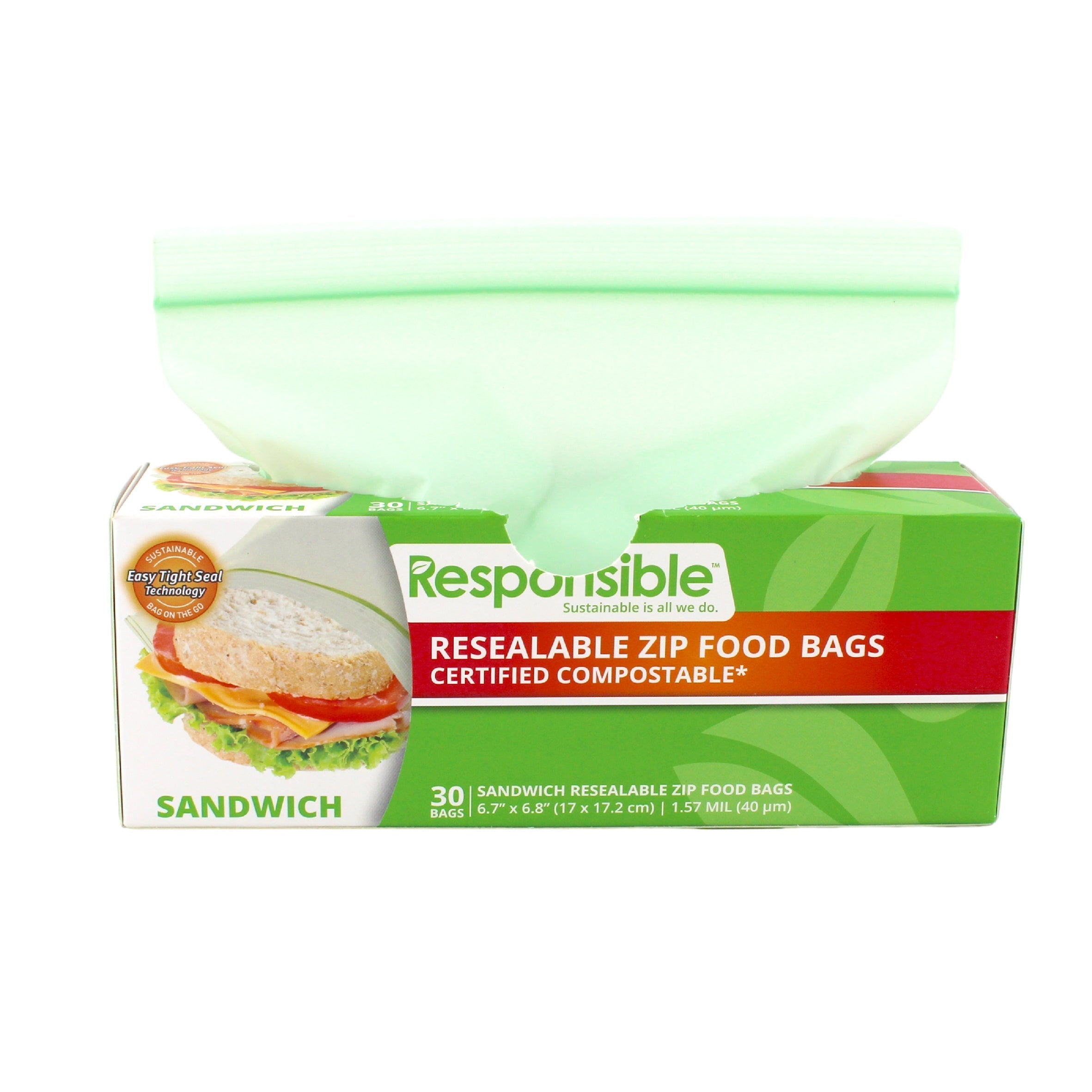 RP Compostable Resealable Zip Food Bags