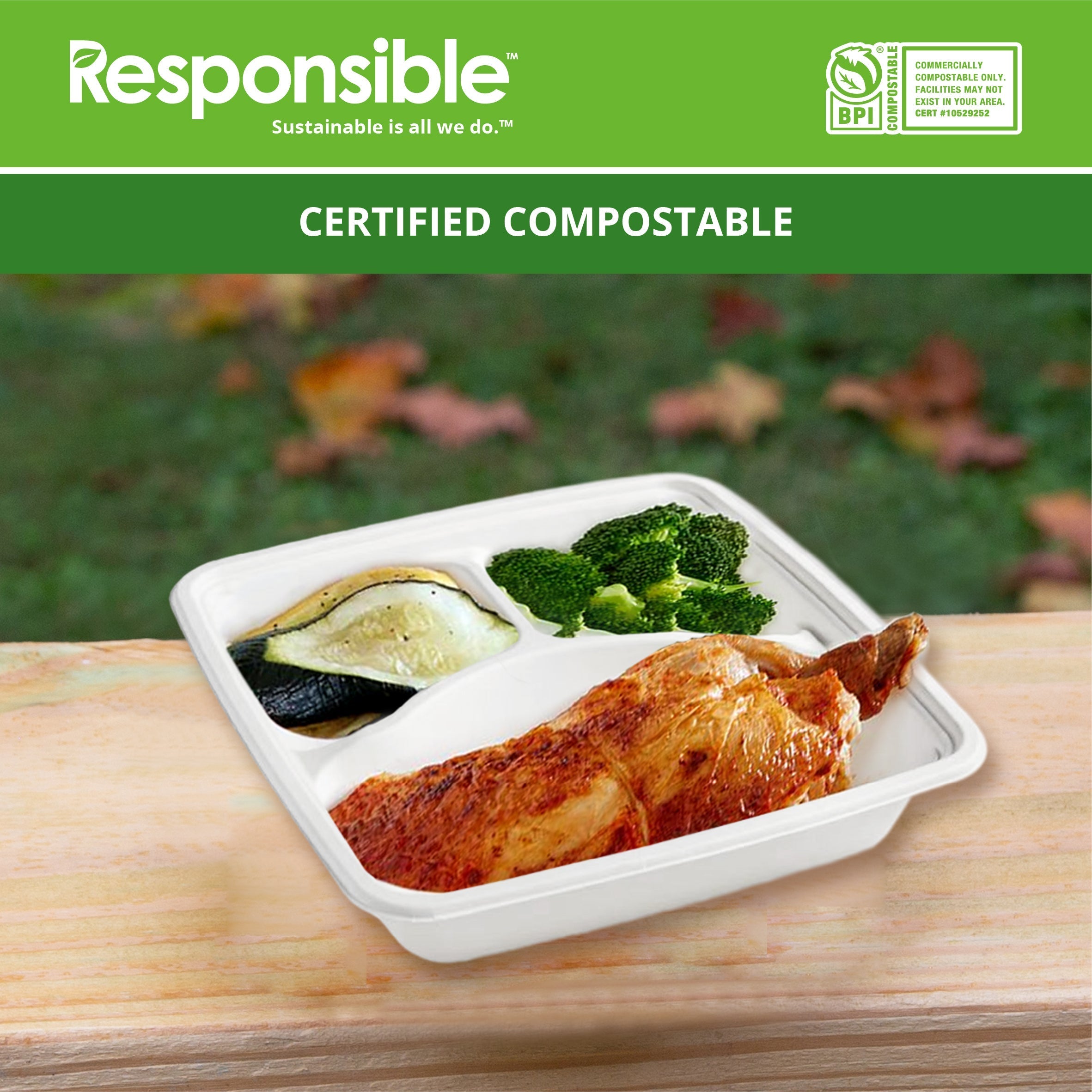 RP Tree-Less™ Compostable Molded Fiber Plates with Lids