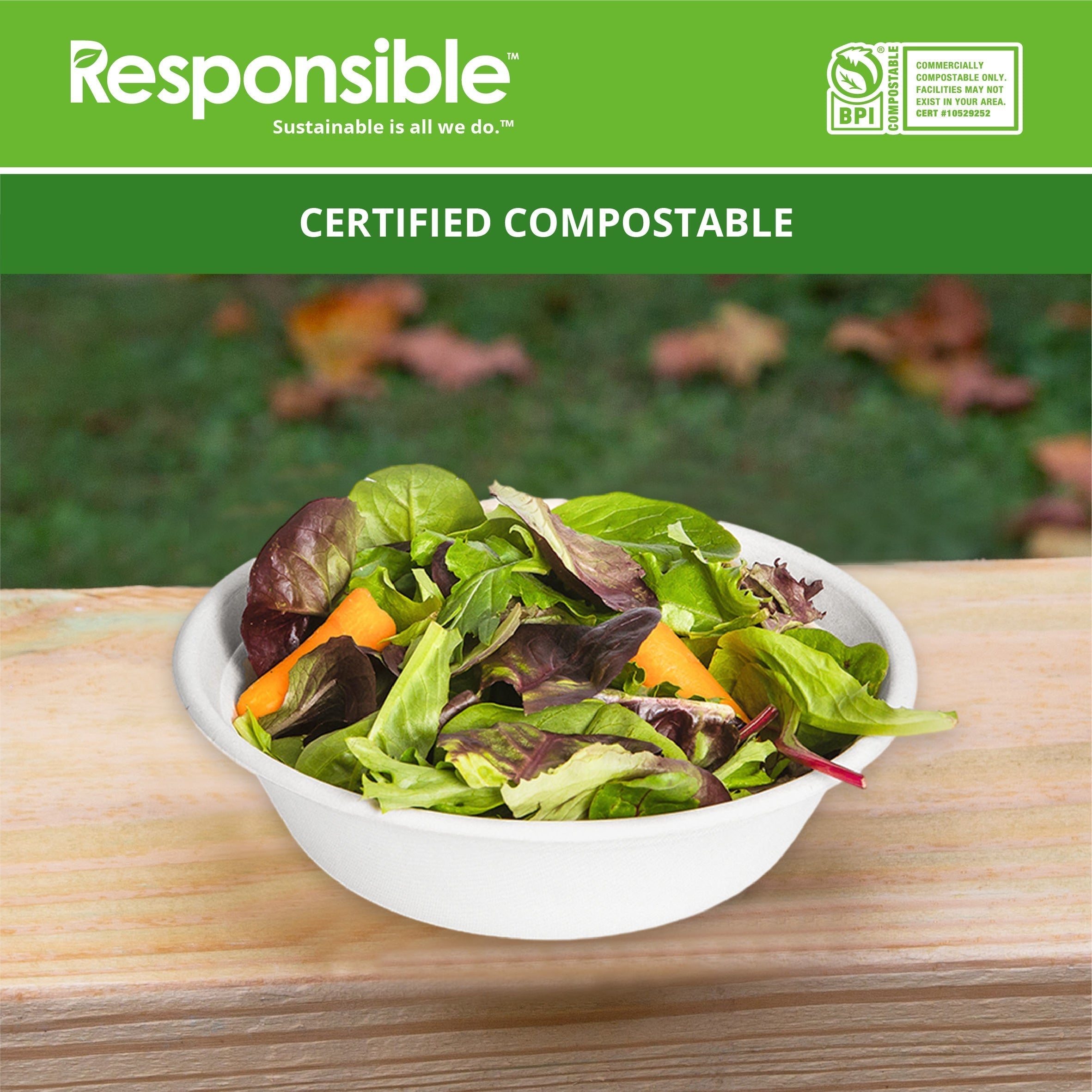 RP Multipurpose Tree-Less™ Compostable Molded Fiber Bowls & Lids