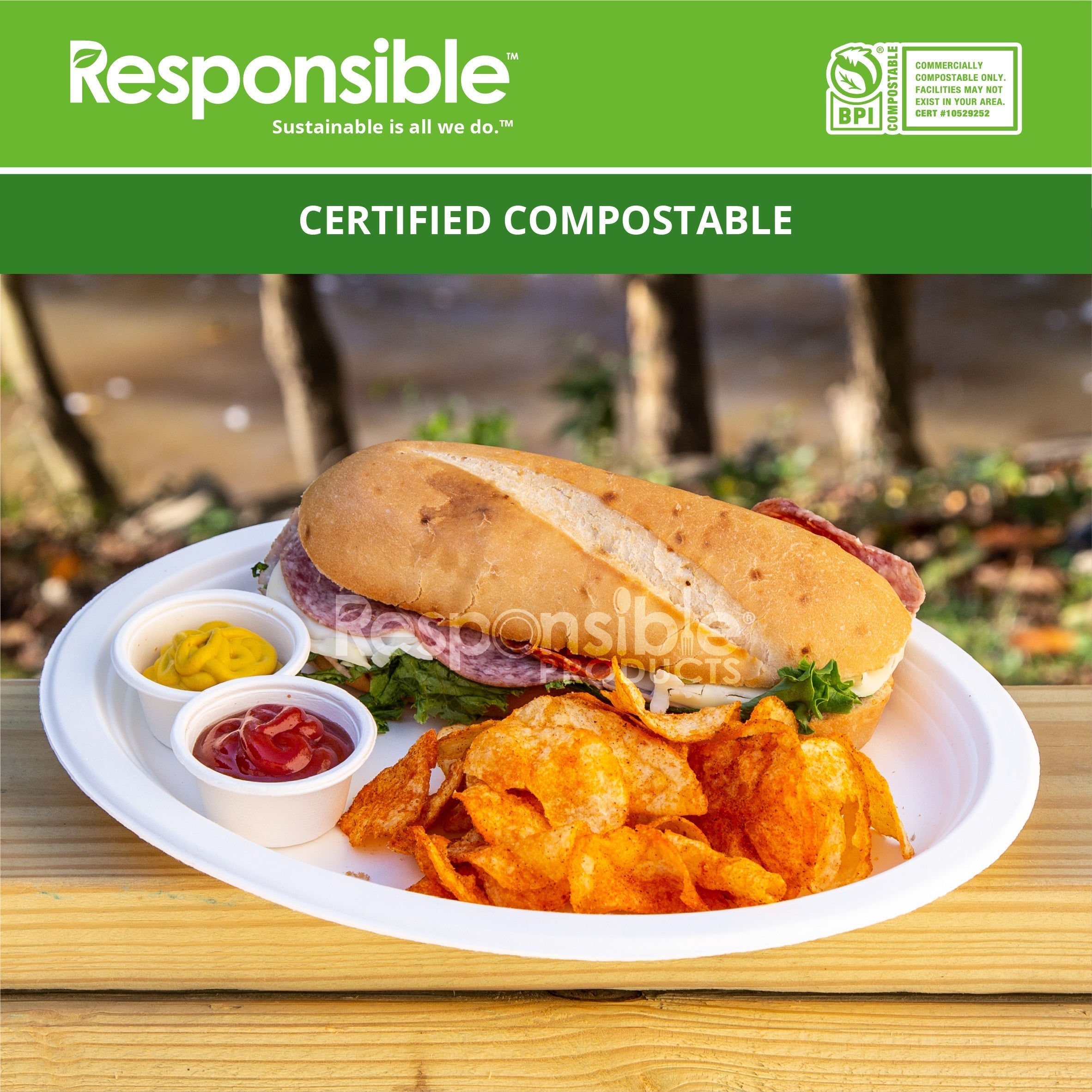 RP Oval Tree-Less™ Compostable Molded Fiber Plates (Platters)