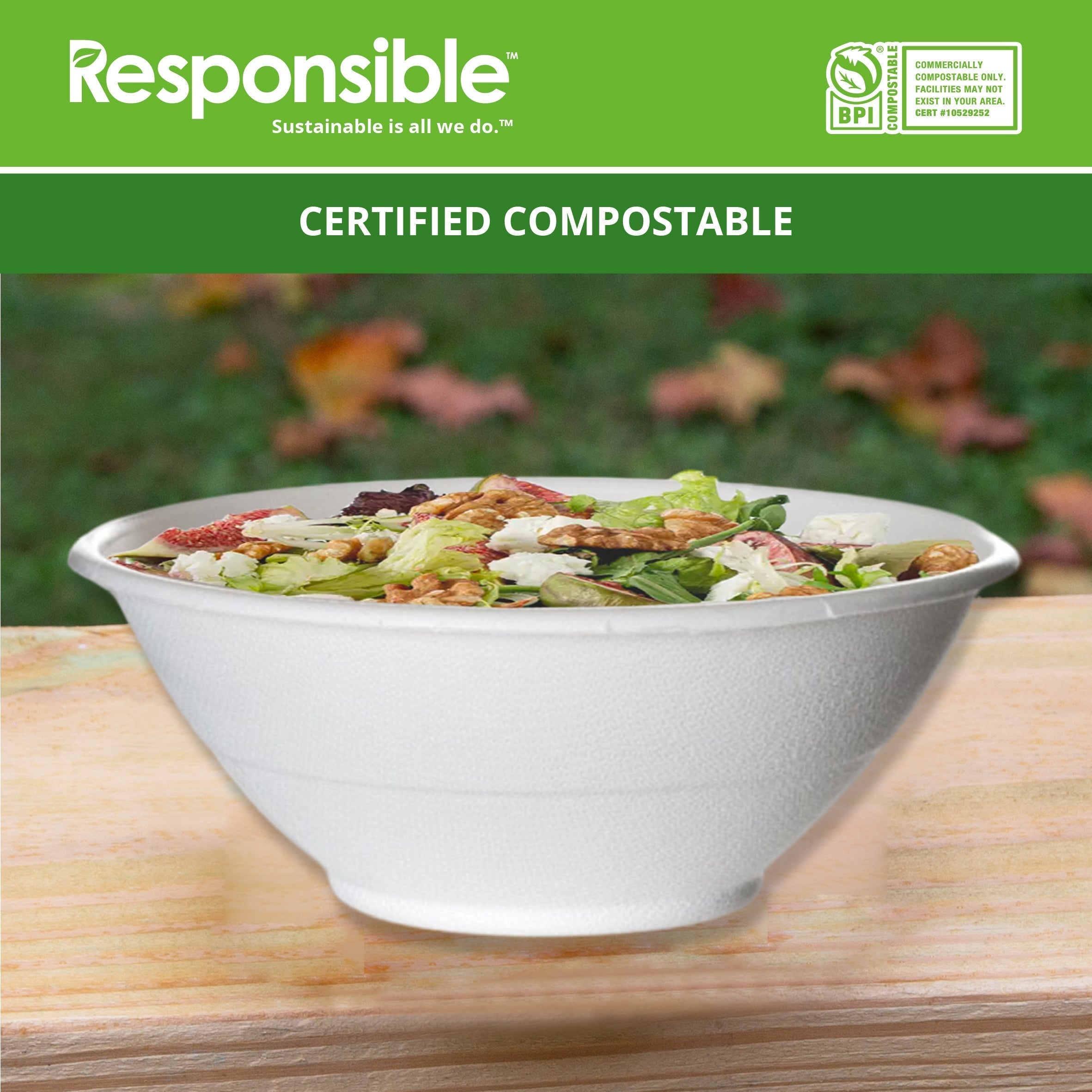 RP Noodle Tree-Less™ Compostable Molded Fiber Bowls & Lids