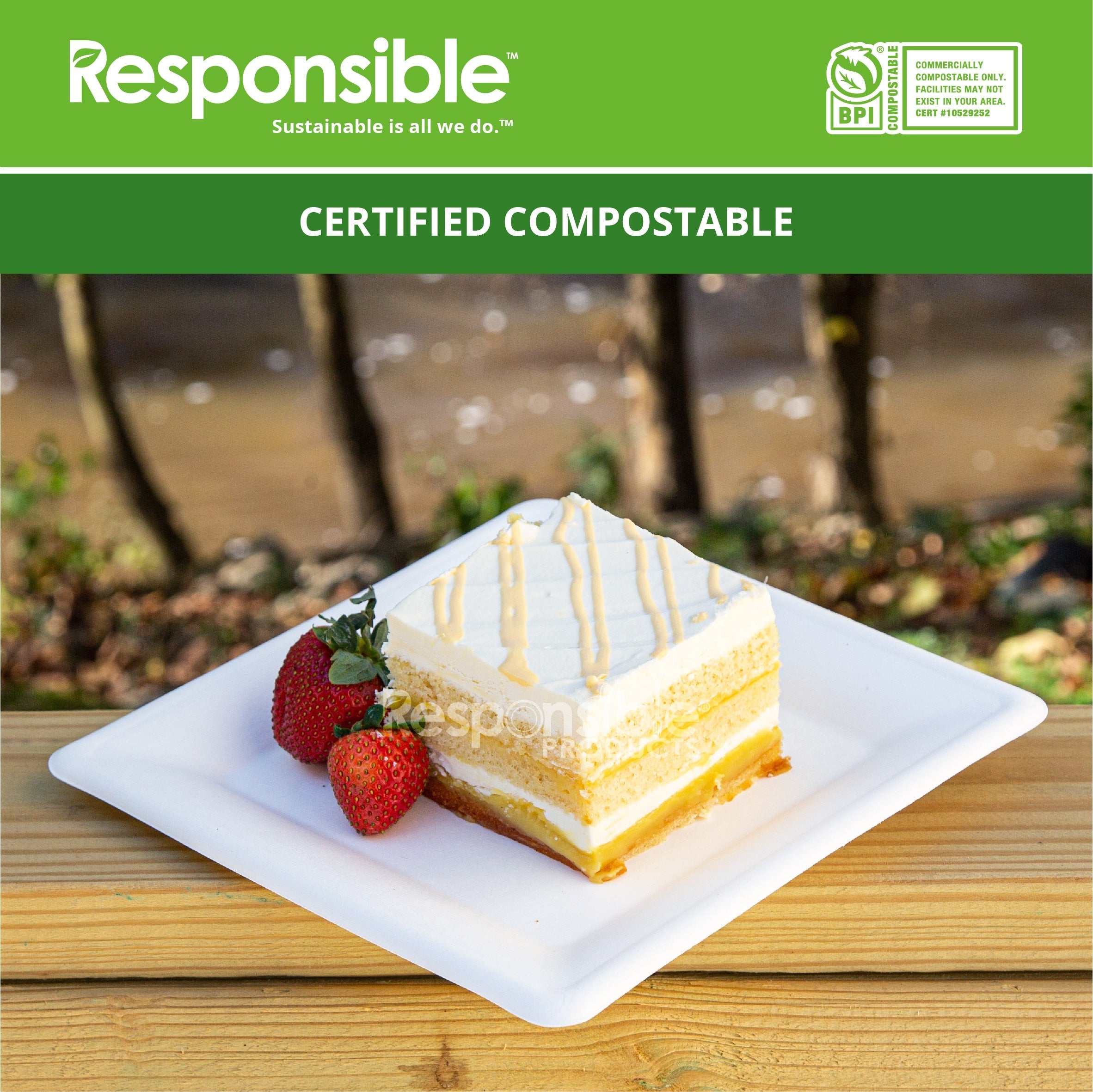 RP Square Tree-Less™ Compostable Molded Fiber Plates