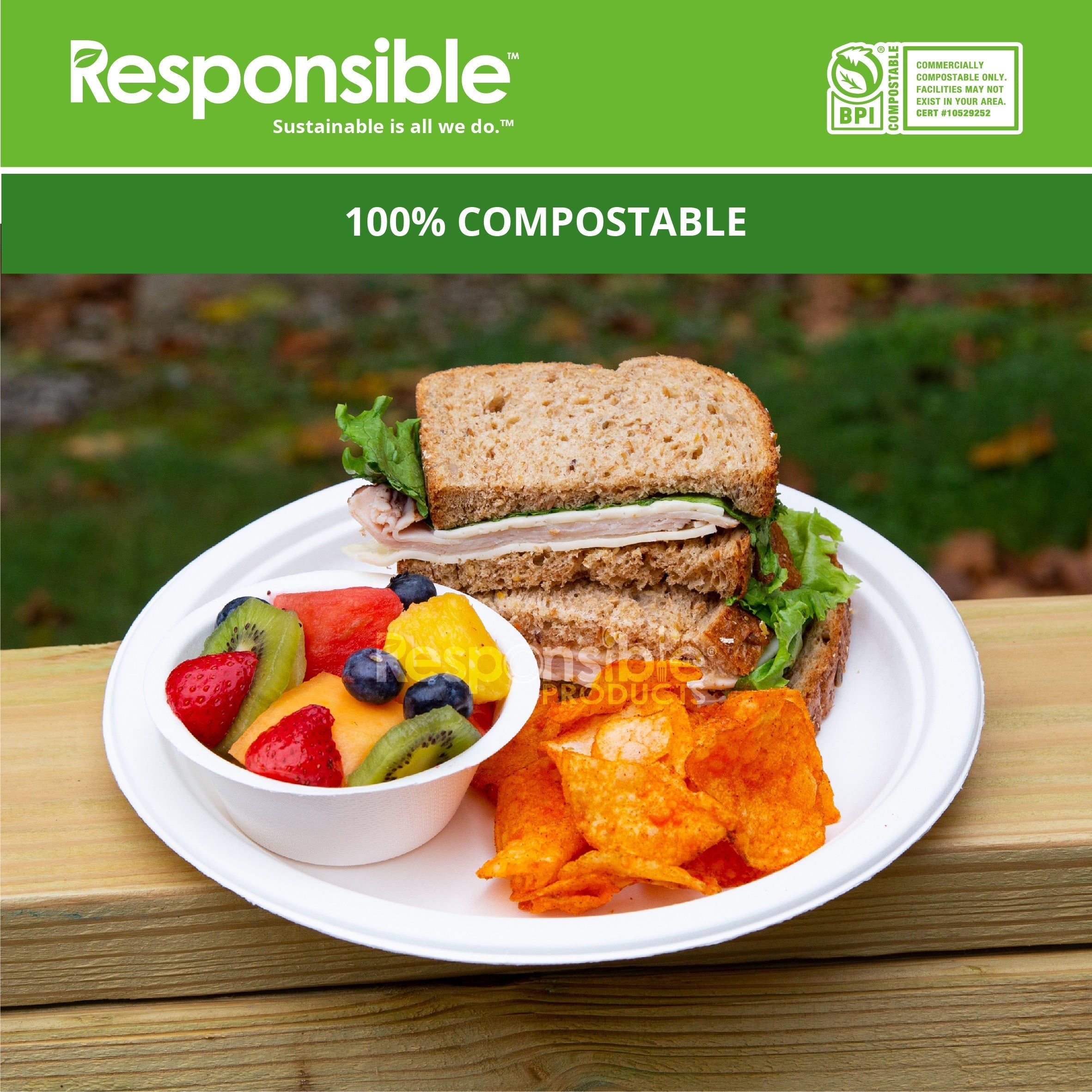 RP Tree-Less™ Compostable Molded Fiber Plates & Lids