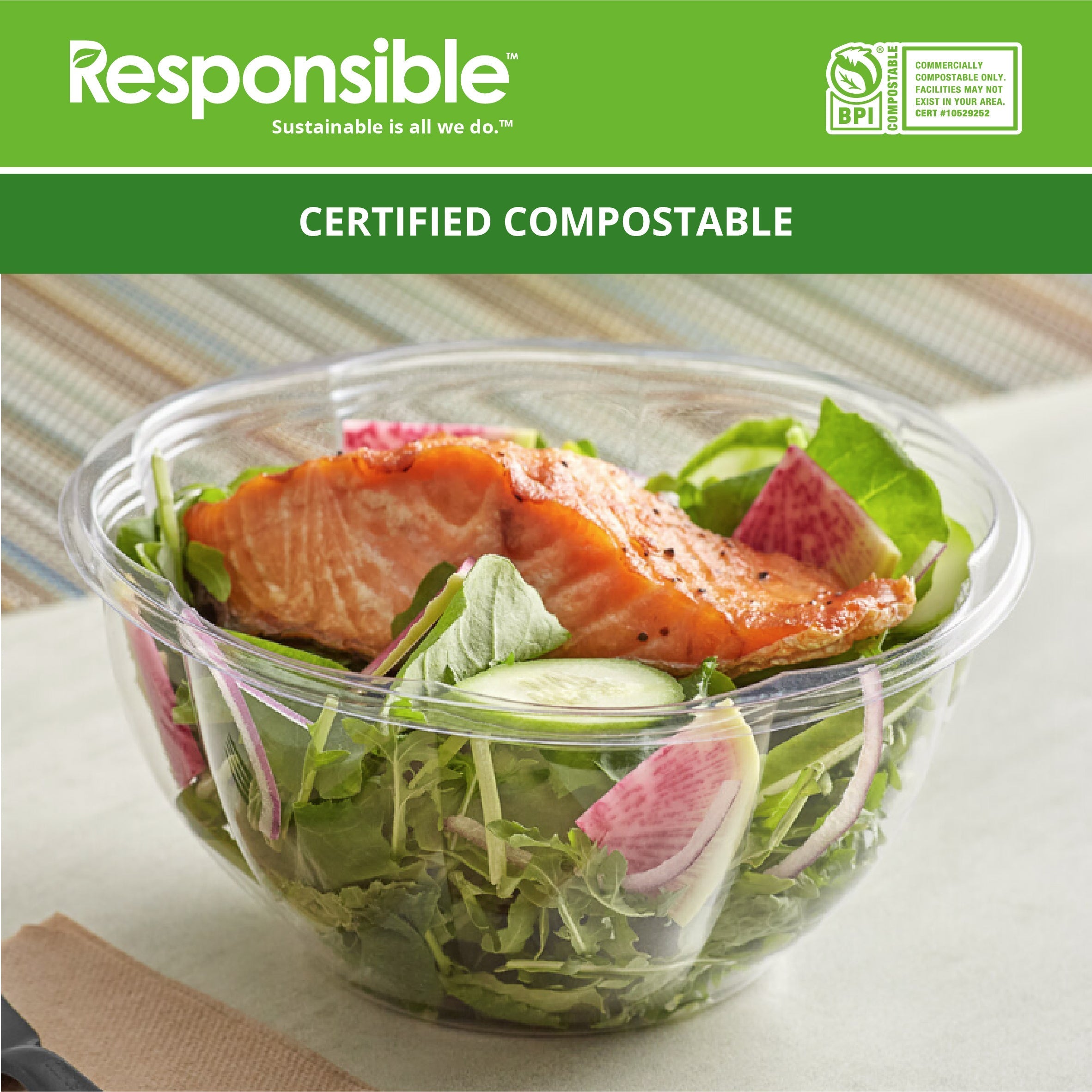 Responsible-View™ Compostable Clear Salad Bowls