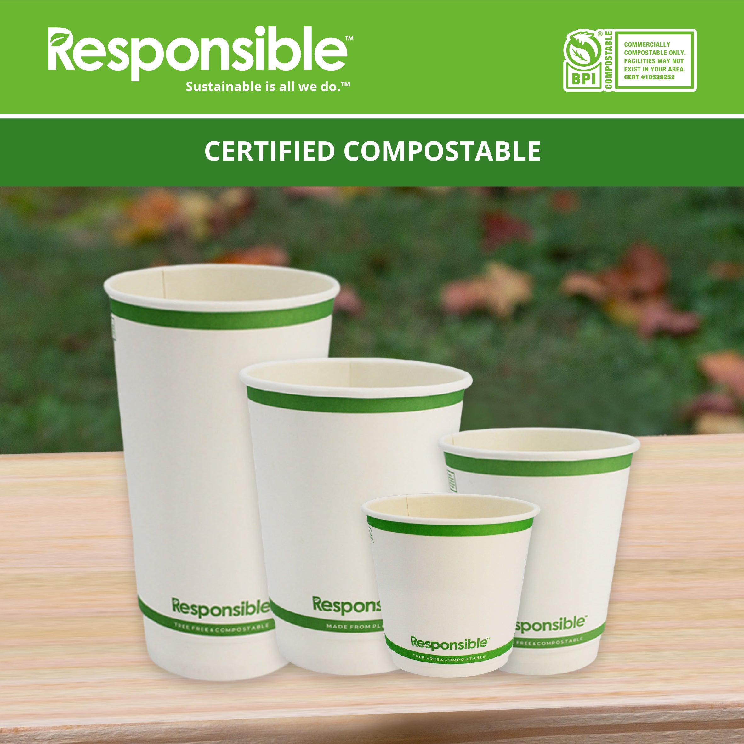 8 oz Smooth Insulated Hot Cups | Tree-Less™ Compostable Paper