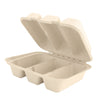 Compostable 8 x 7 Inch 3-Compartment Molded Fiber Hinged Containers Brown