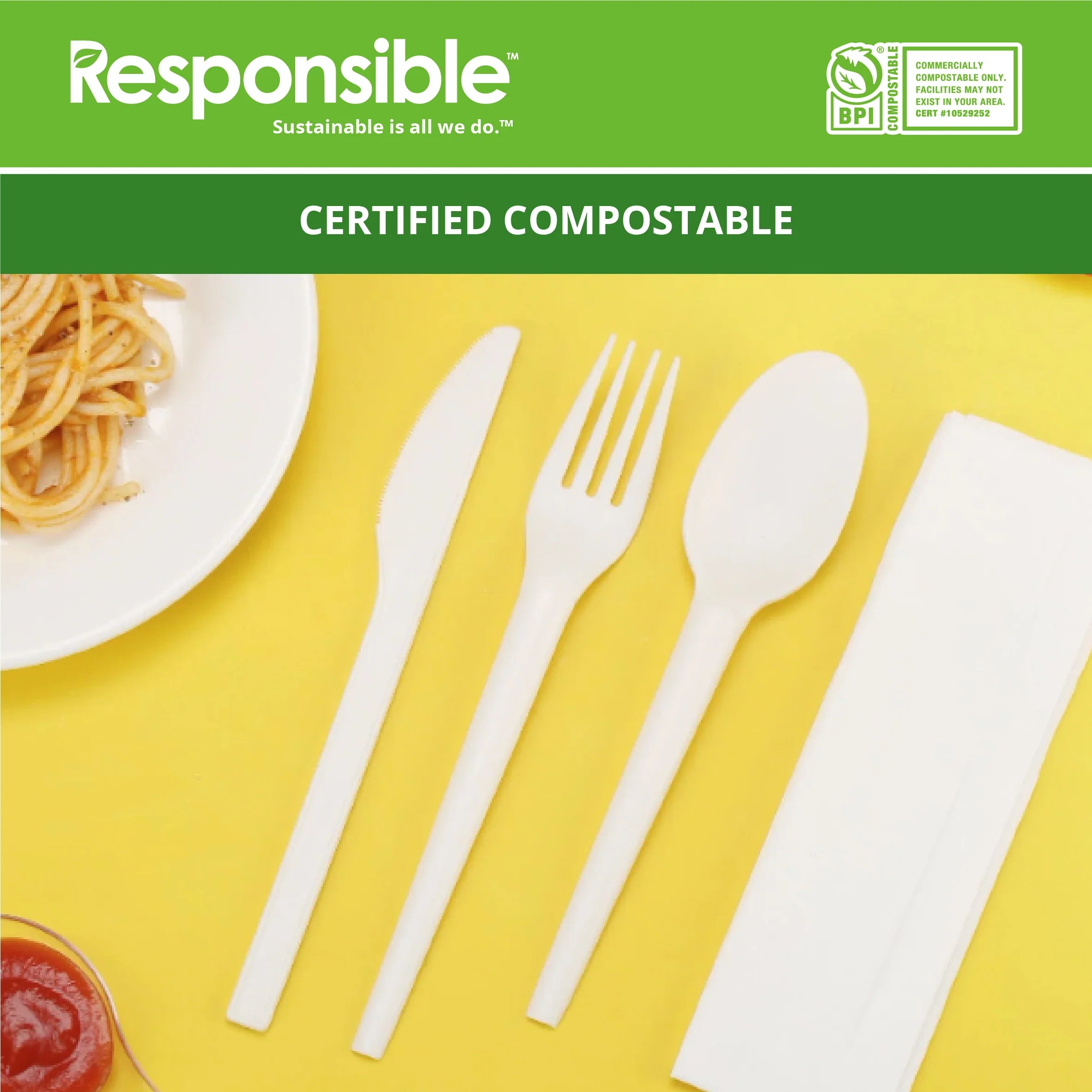 Compostable Cutlery Kits (Fork, Knife, Spoon, Napkin)