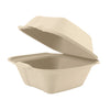 Compostable 5 x 5 inch Molded Fiber Hinged Containers Brown