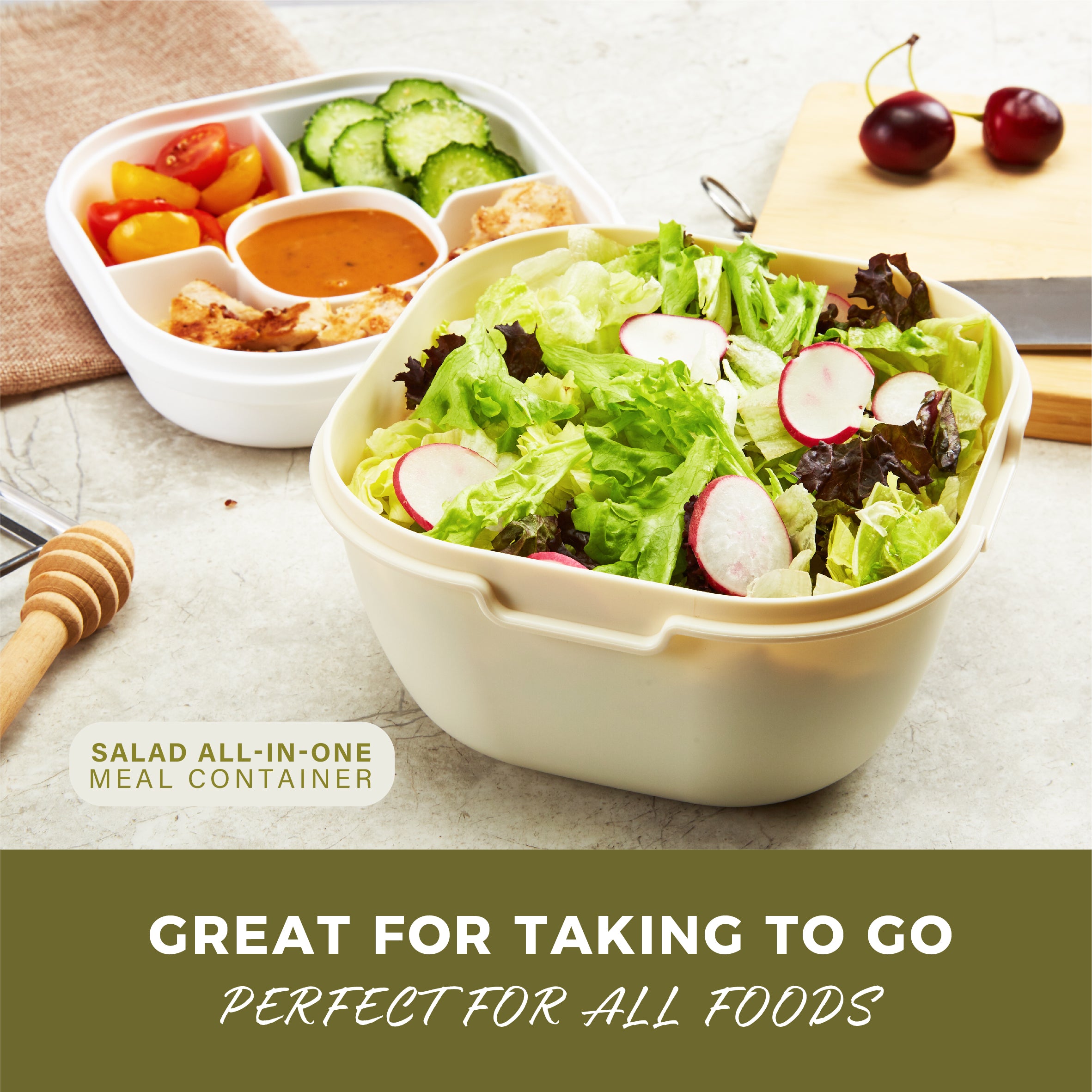 ResponsibleBox™ Salad All-In-One Meal Containers (Natural Green)