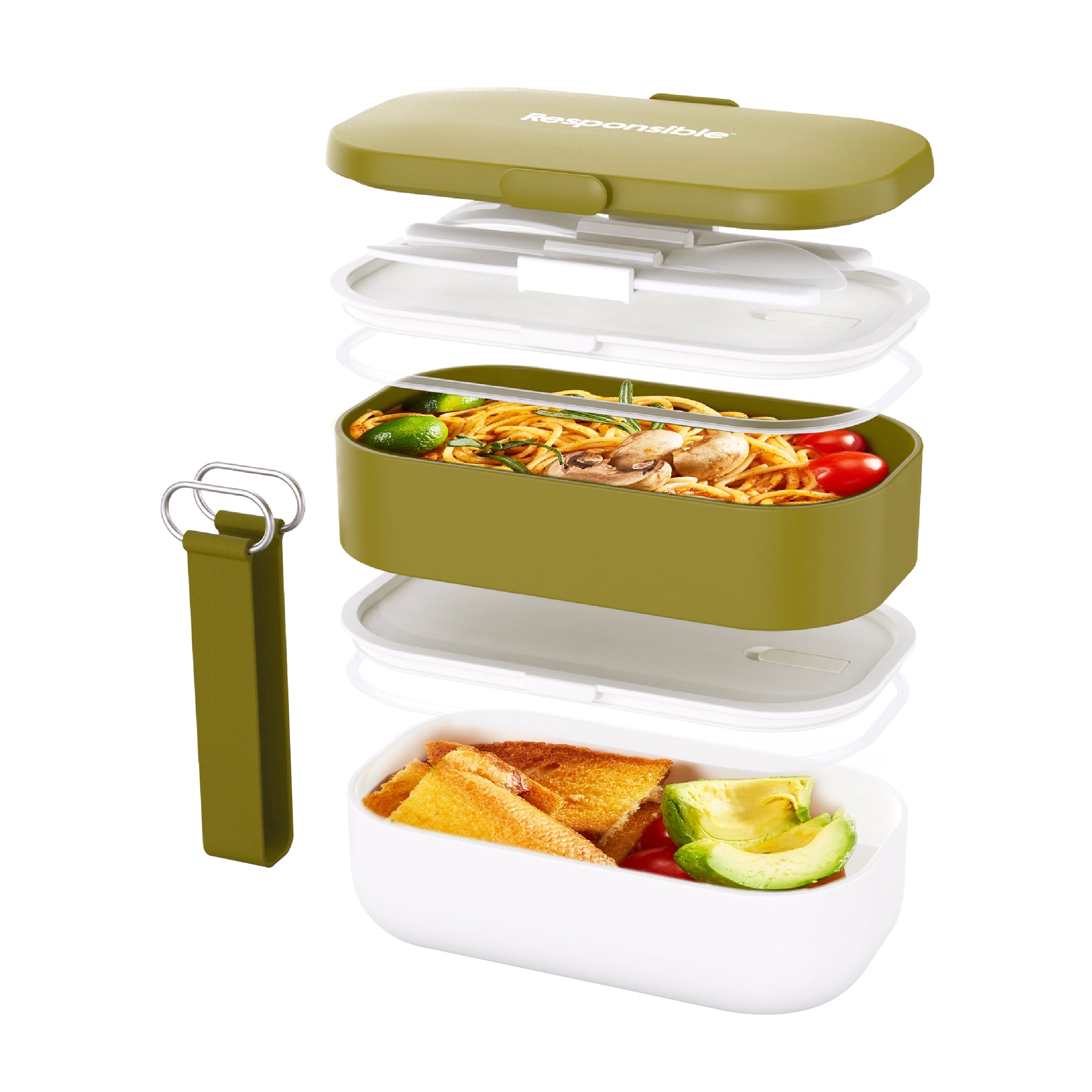 ResponsibleBox™ Modern All-In-One Meal Containers (Natural Green)