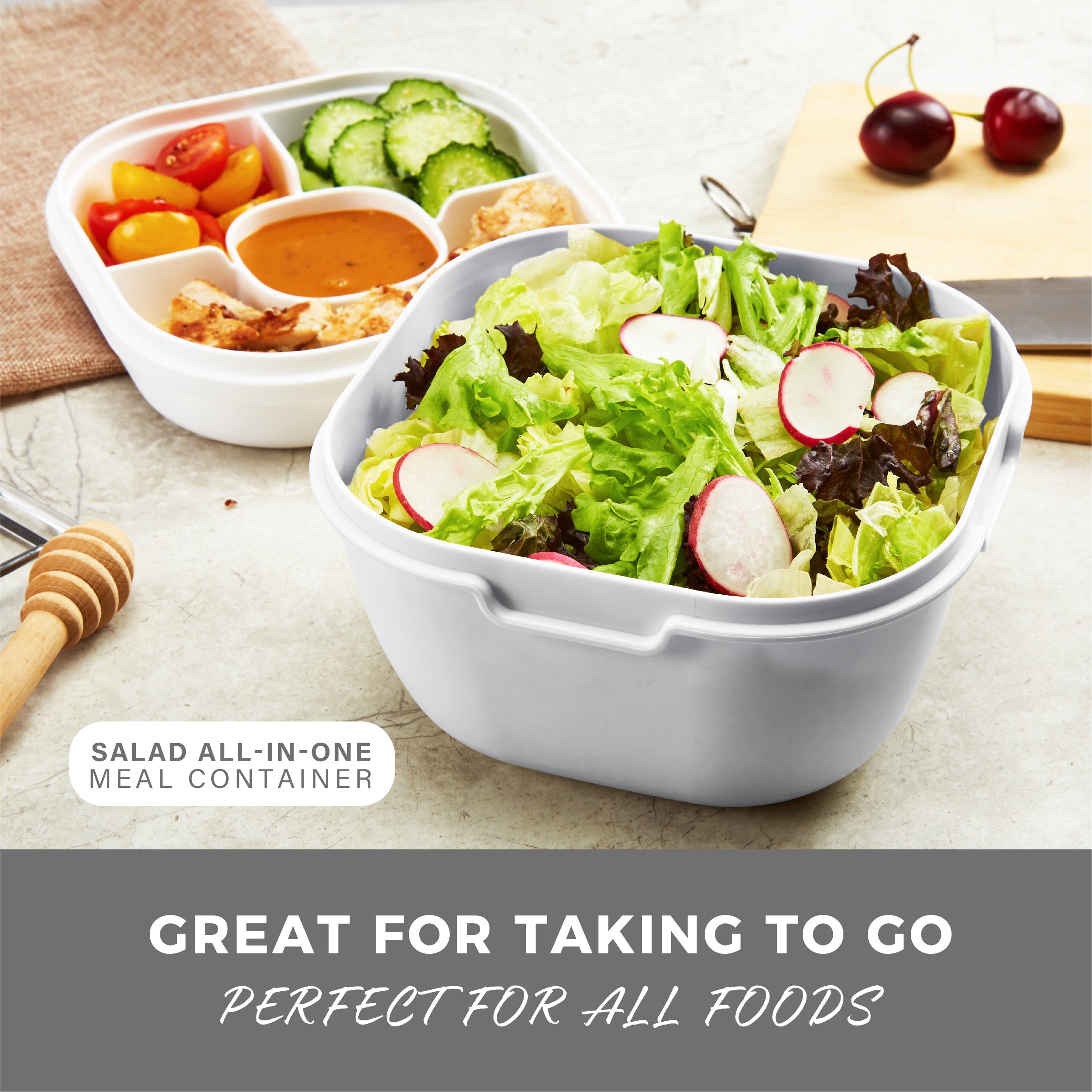 ResponsibleBox™ Salad All-In-One Meal Containers (Arctic Gray)