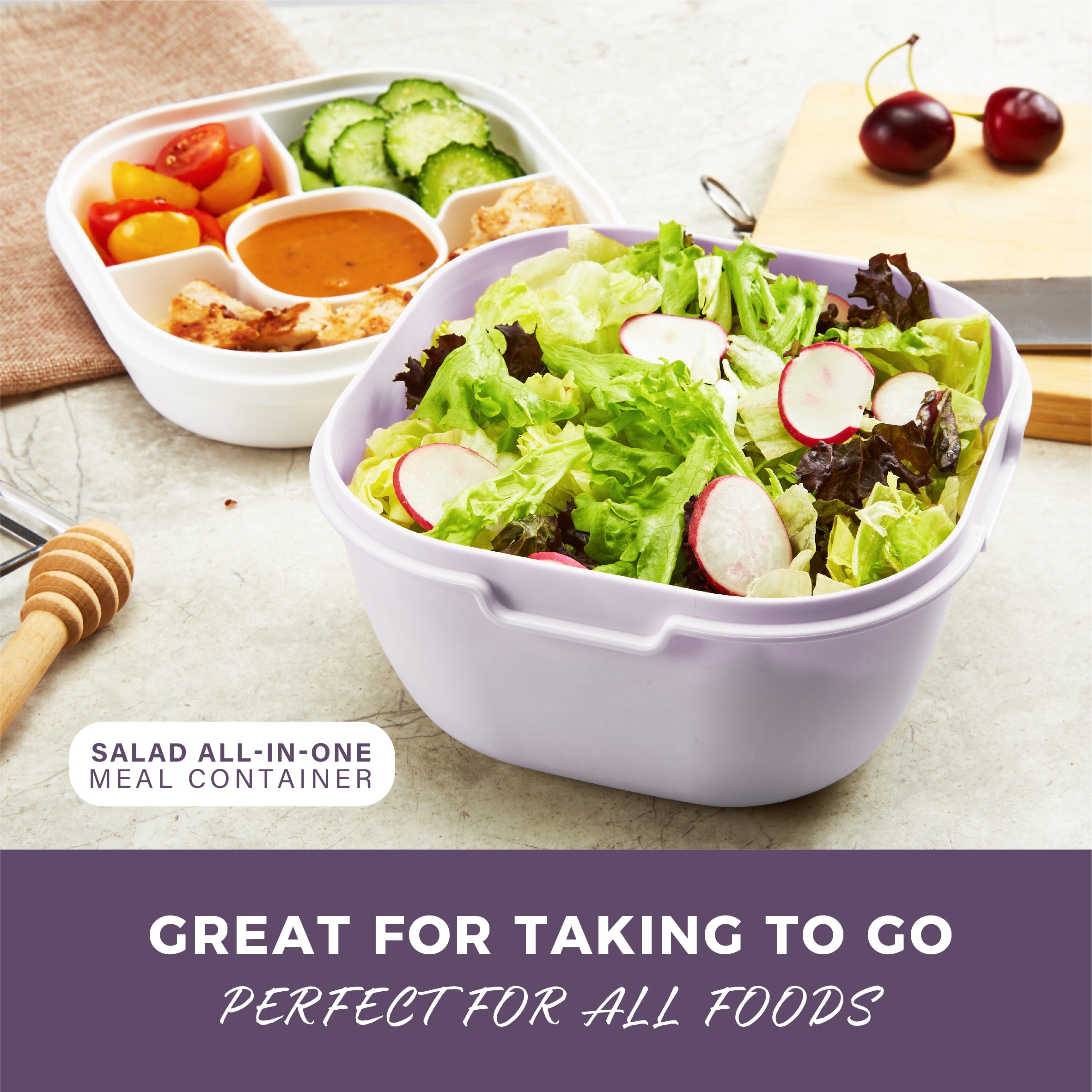 ResponsibleBox™ Salad All-In-One Meal Containers (Wild Lavender)