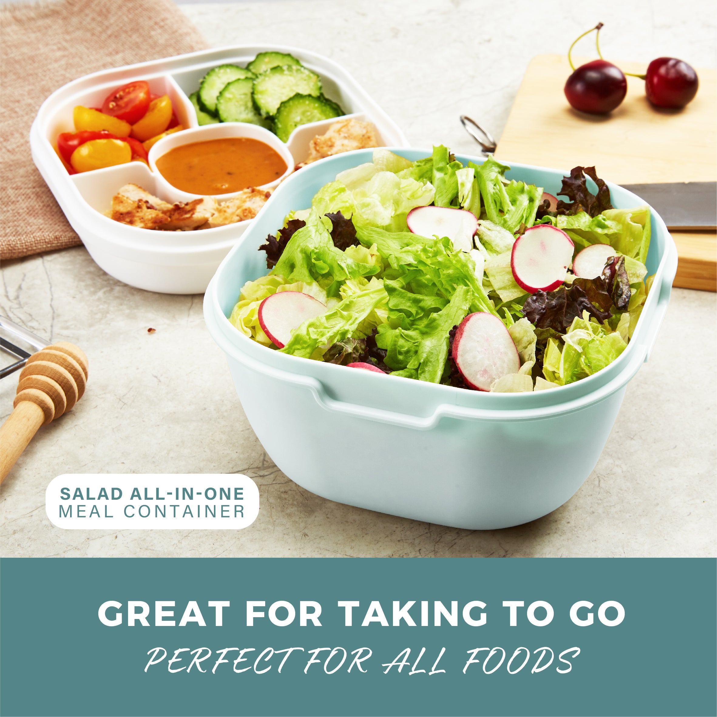 ResponsibleBox™ Salad All-In-One Meal Containers (Fresh Turquoise)