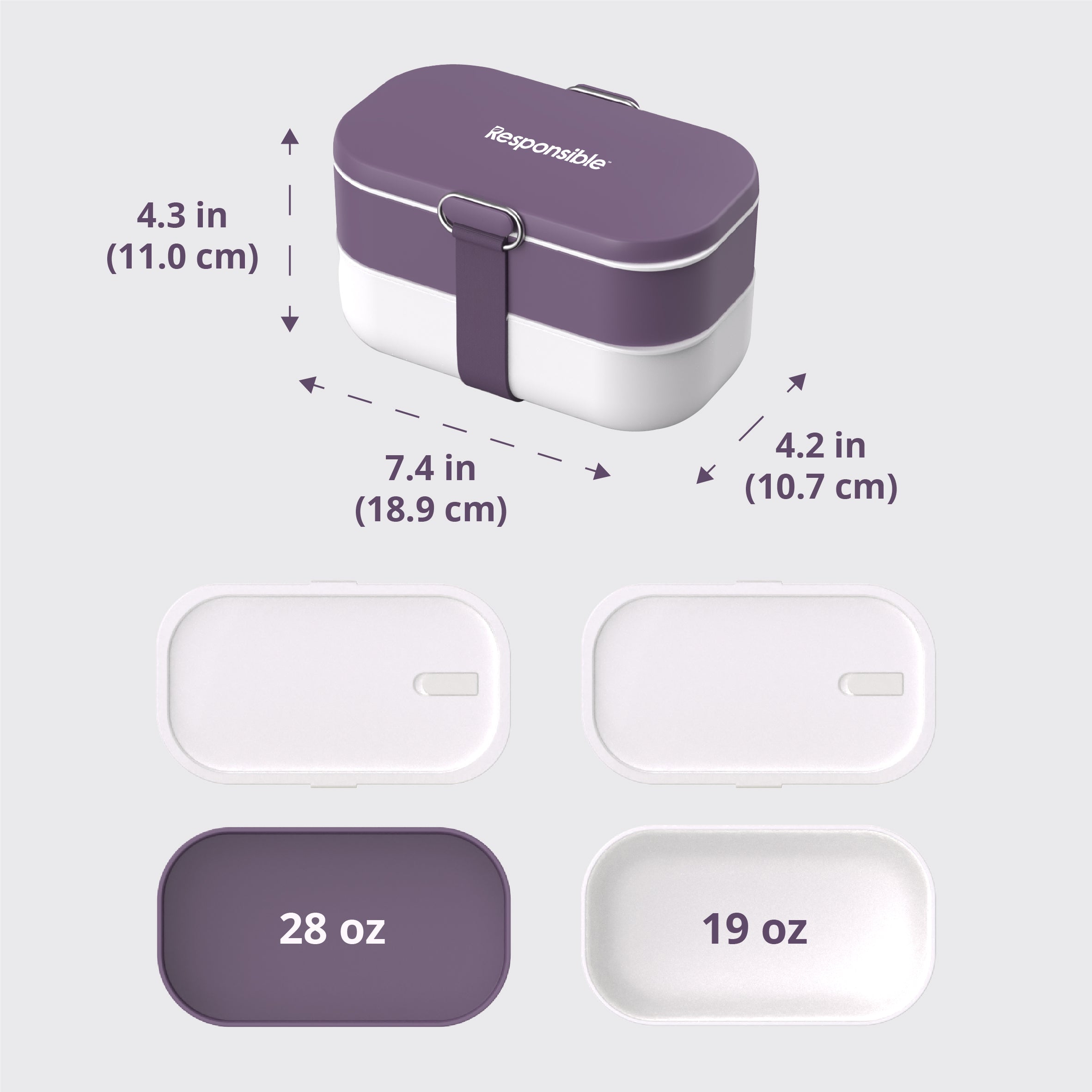 ResponsibleBox™ Modern All-In-One Meal Containers (Wild Lavender)