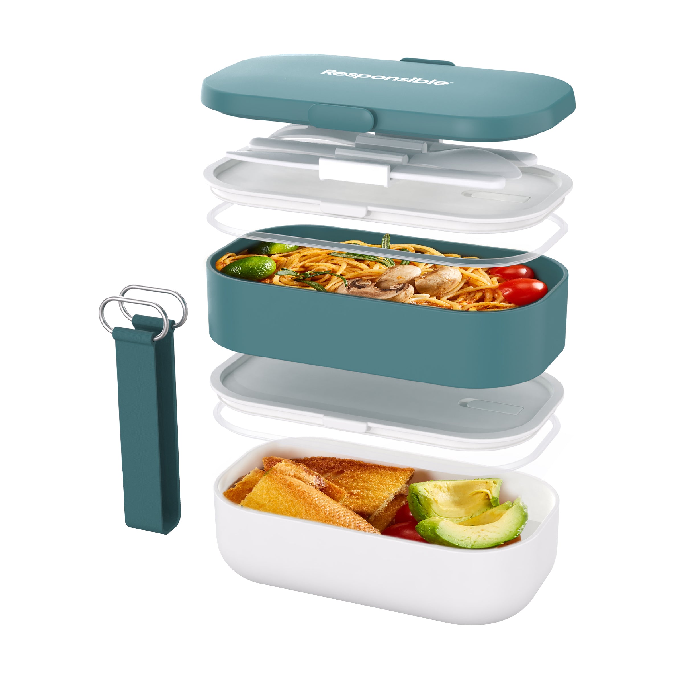 ResponsibleBox™ Modern All-In-One Meal Containers (Fresh Turquoise)