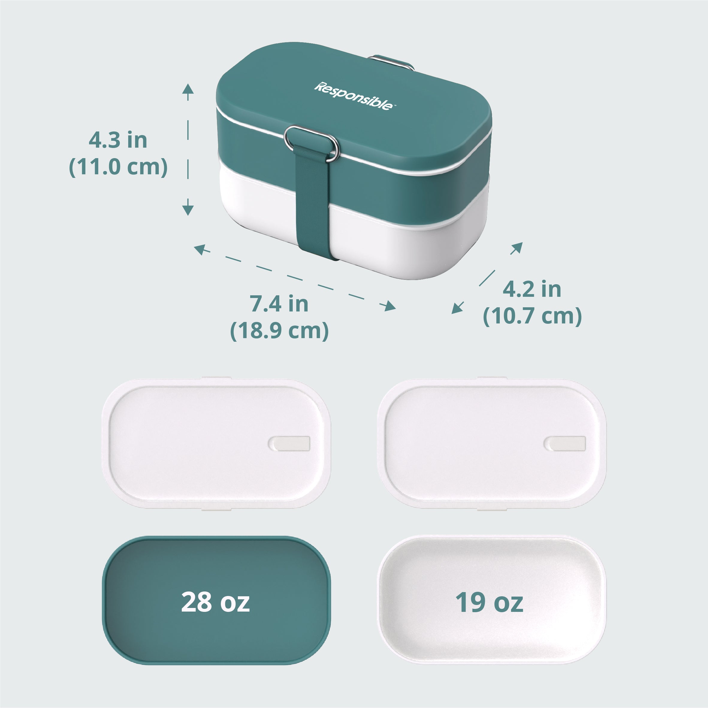 ResponsibleBox™ Modern All-In-One Meal Containers (Fresh Turquoise)