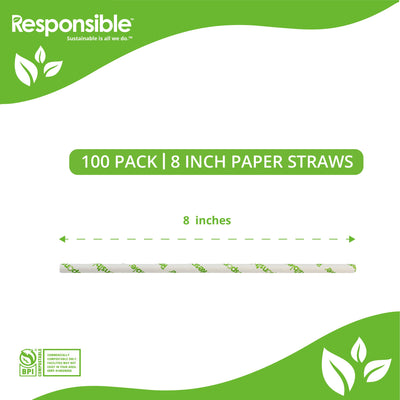 Compostable 8 Inch Paper Straws