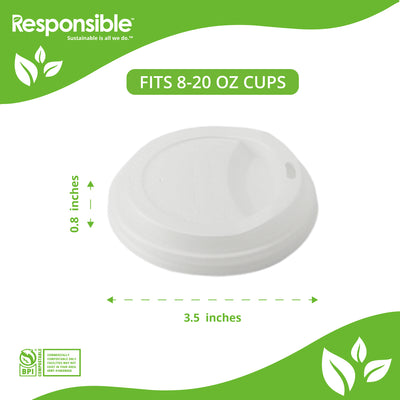 Compostable Lids for 8-24 oz Paper Cups