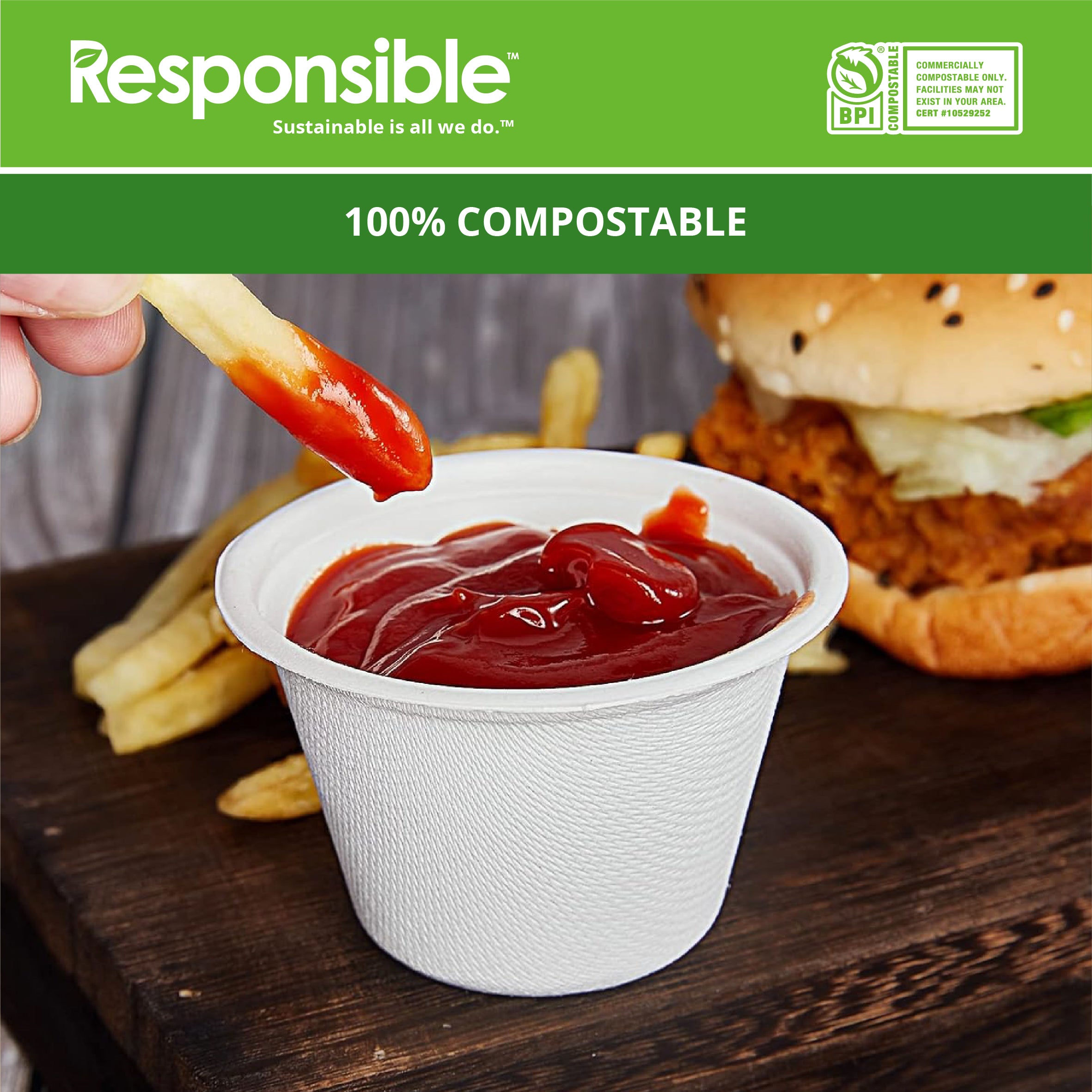 4 oz Portion Cup | Tree-Less™ Compostable Molded Fiber