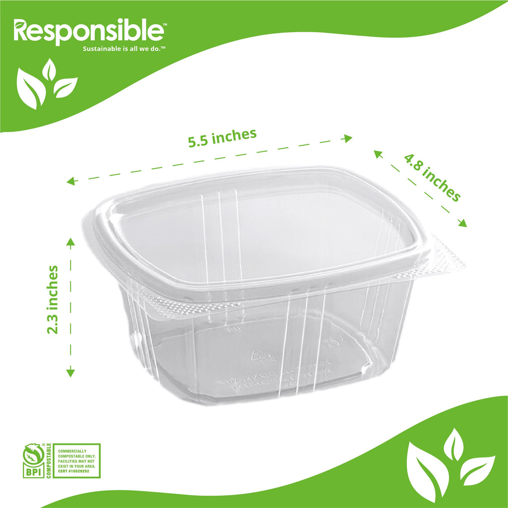 Eco-Products 12 Oz Rectangle Deli Container & Lid Compostable Green PLA Case Of 300 - View #11