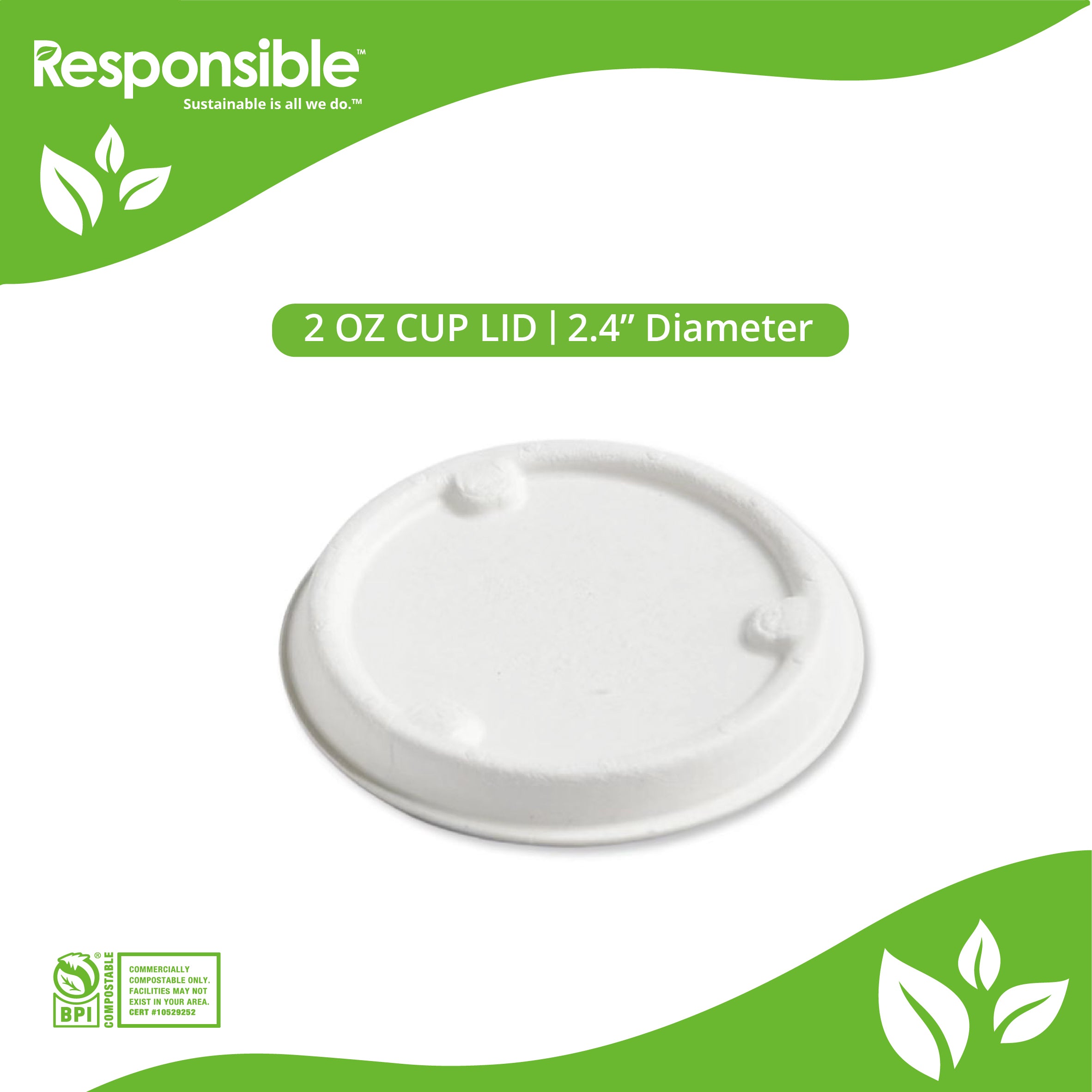 2 oz Portion Cup Lid | Tree-Less™ Compostable Molded Fiber