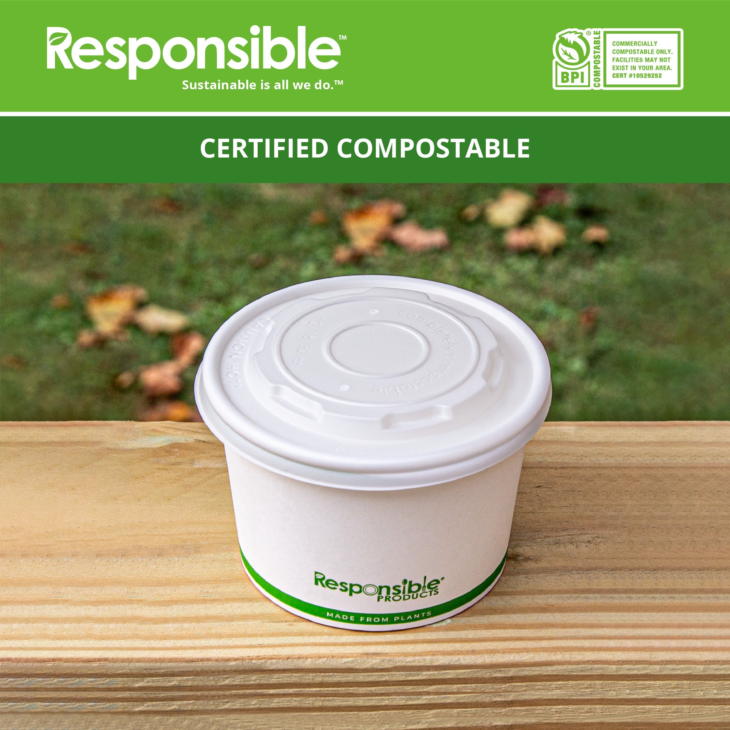 Compostable Lids for 12-32 oz Paper Food Container Bowls