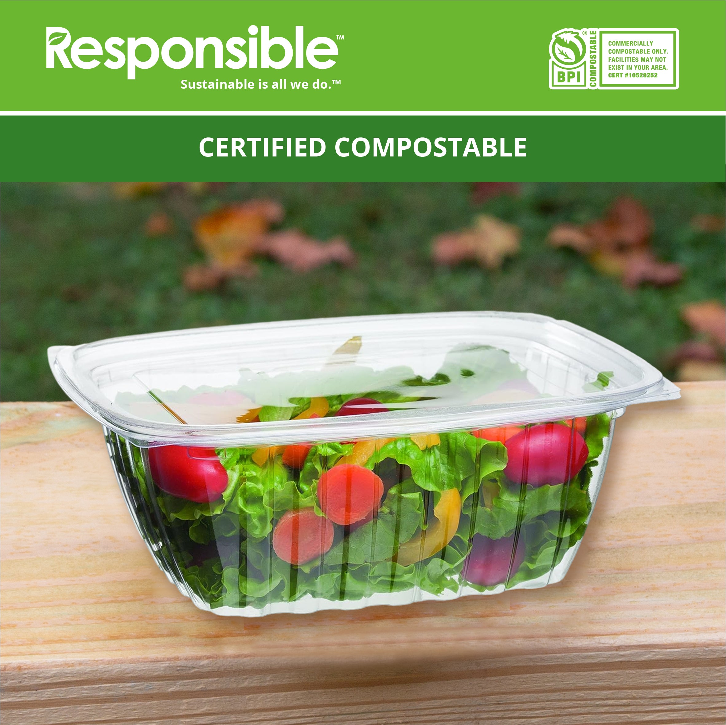 Compostable 32 oz Clear Hinged Deli Containers