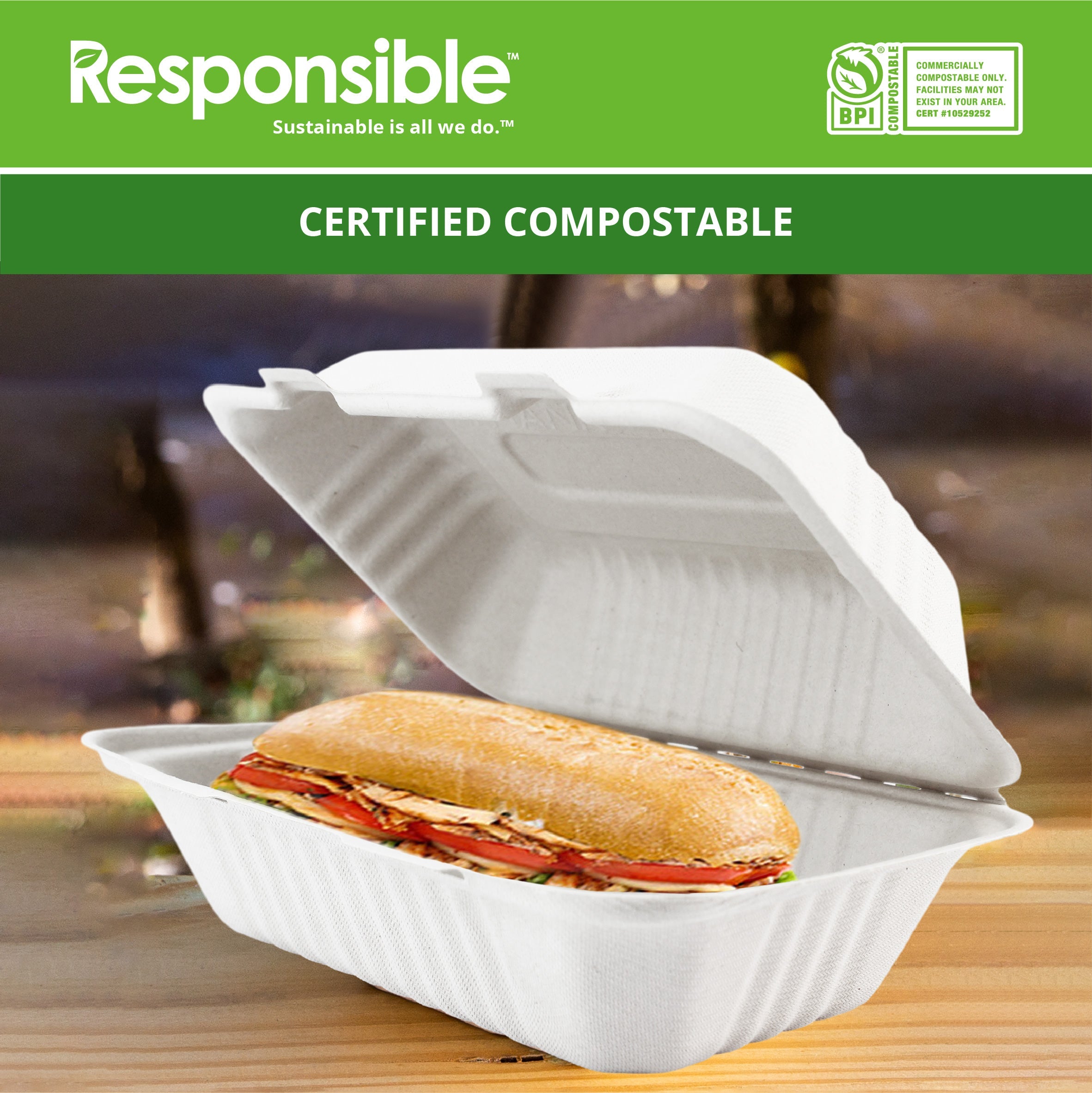 7 x 5 inch Hinged Containers | Tree-Less™ Compostable Molded Fiber