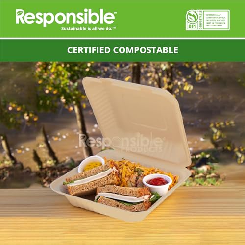 9 inch Molded Fiber Hinged Containers | Tree-Less™ Compostable Molded Fiber