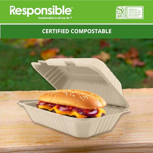 9 x 6 inch Hinged Containers | Tree-Less™ Compostable Molded Fiber