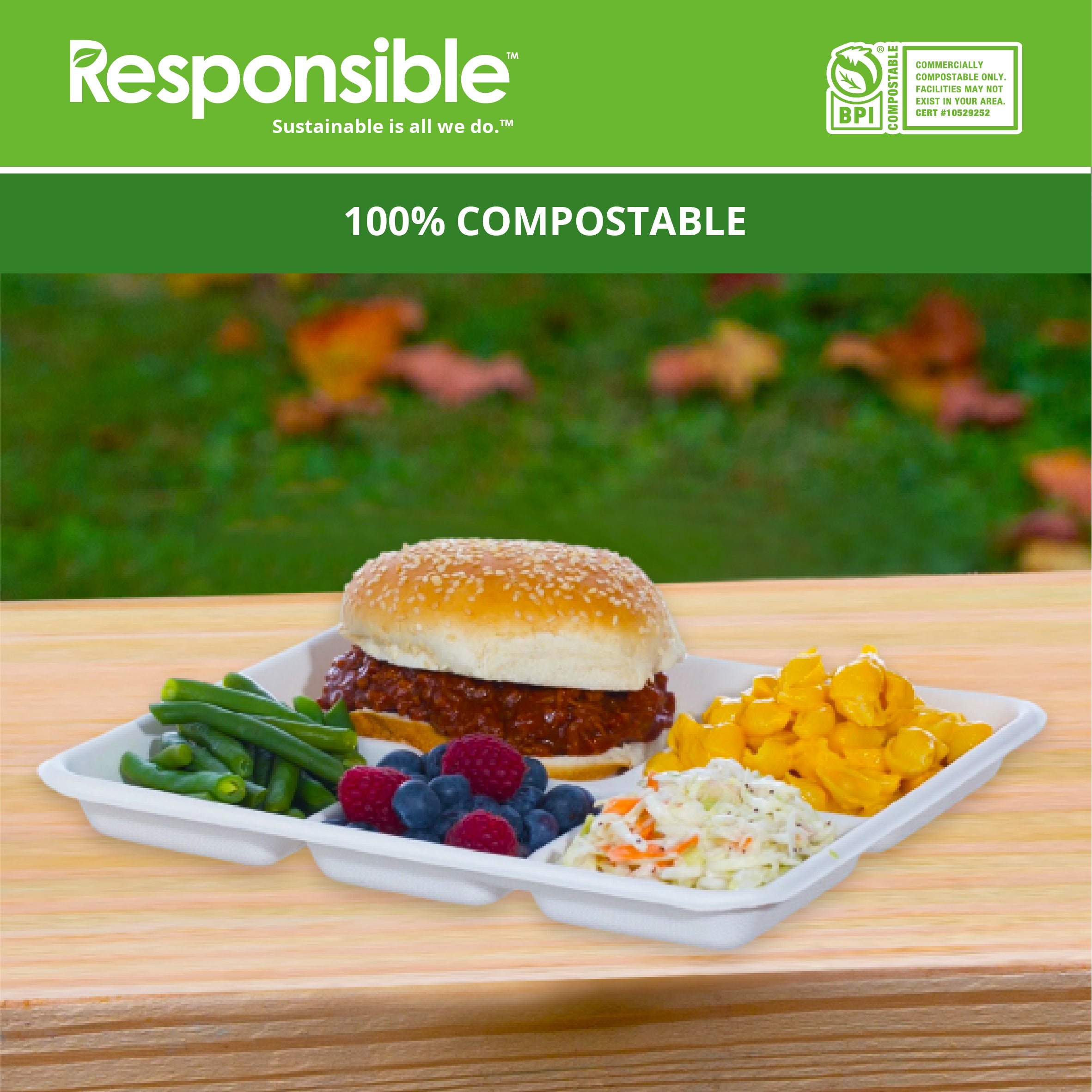 Compostable 5-Compartment Food Trays Value Pack