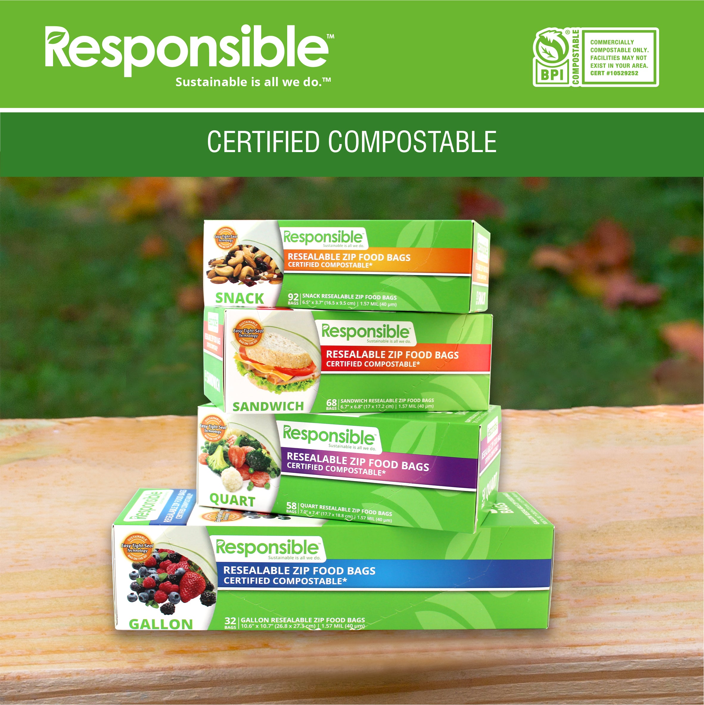 Premium All-In-One Certified Compostable Zip Bag Value Bundle Pack