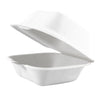 Compostable 6 x 6 inch Molded Fiber Hinged Containers White