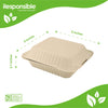 Compostable 8 inch Molded Fiber Hinged Containers Brown