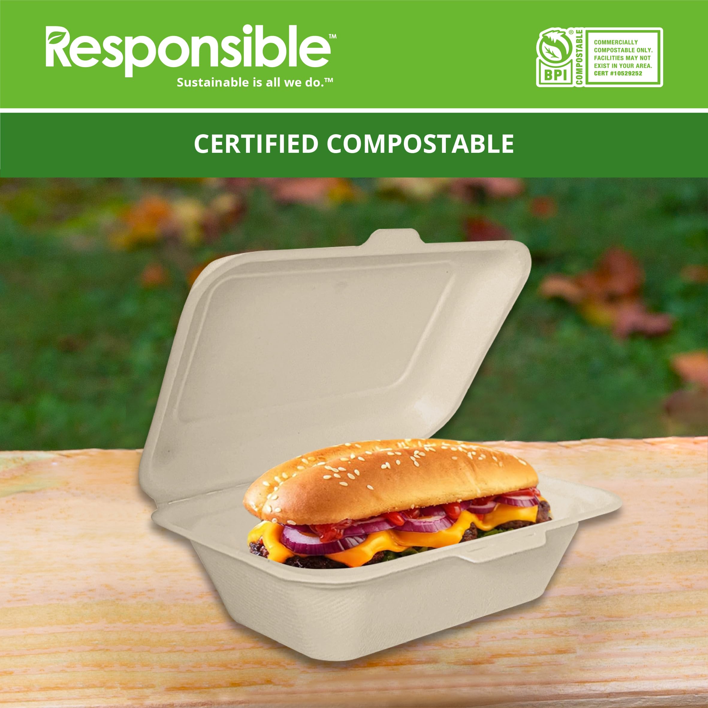 7 x 5 inch Hinged Containers | Tree-Less™ Compostable Molded Fiber