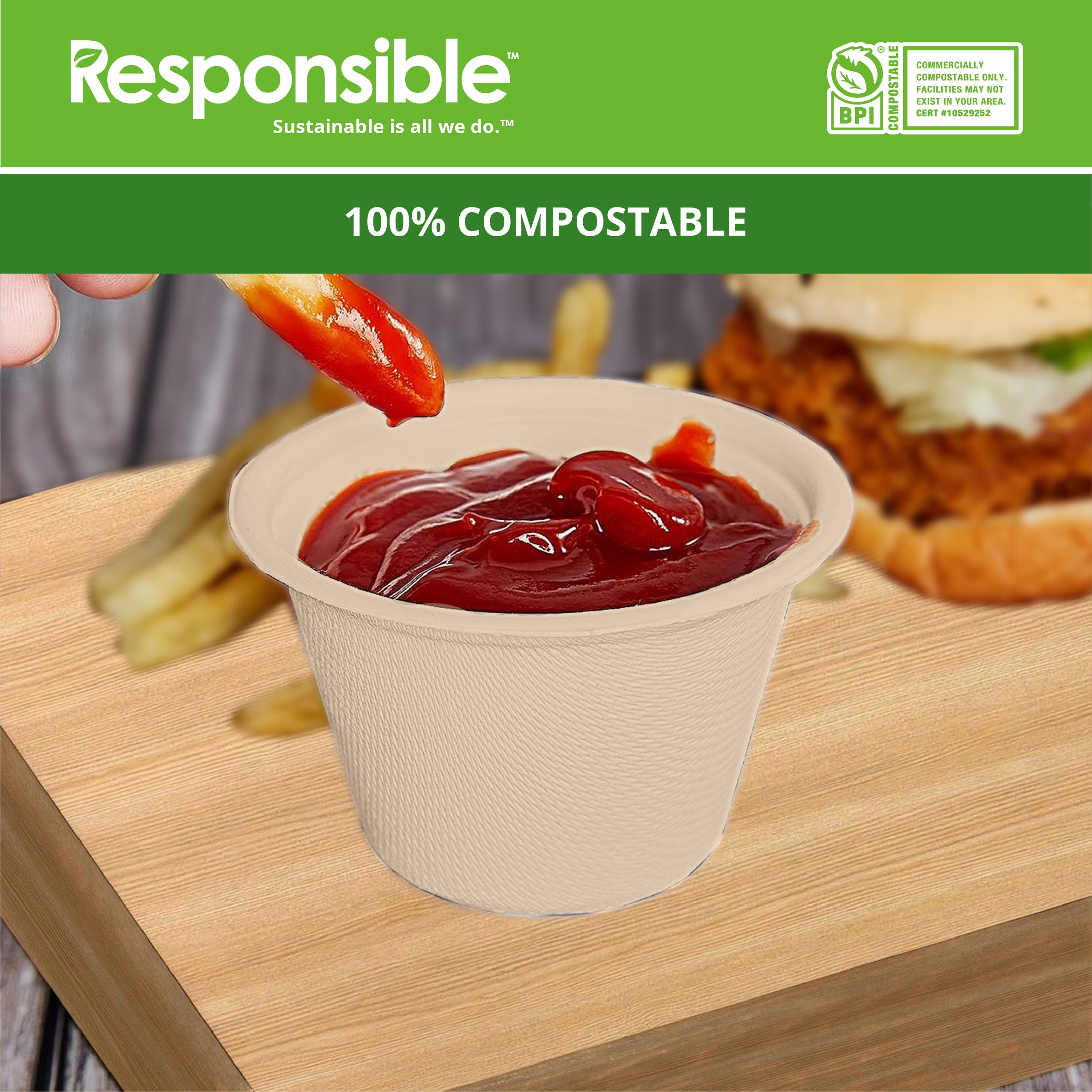 4 oz Portion Cup | Tree-Less™ Compostable Molded Fiber