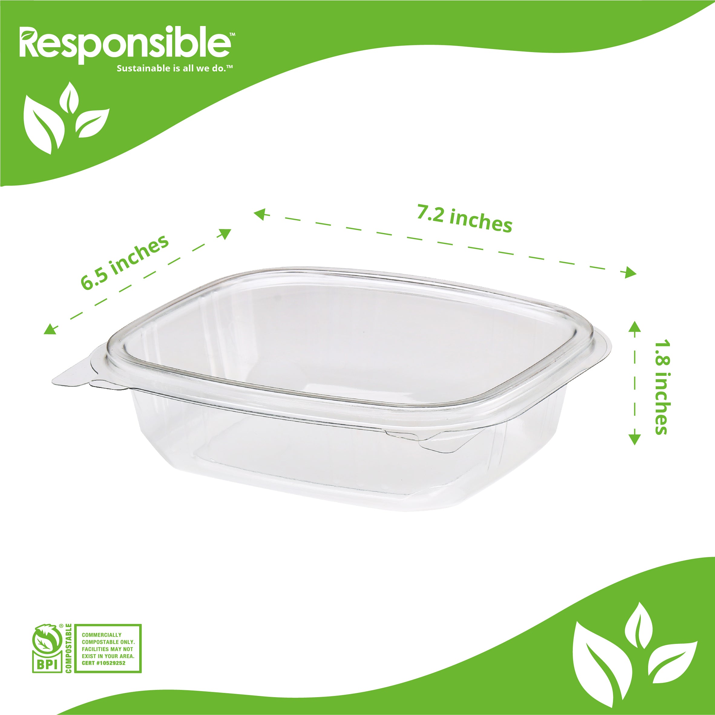 Rectangular Deli Containers Compostable Clear Rectangle Deli Containers – Responsible Products