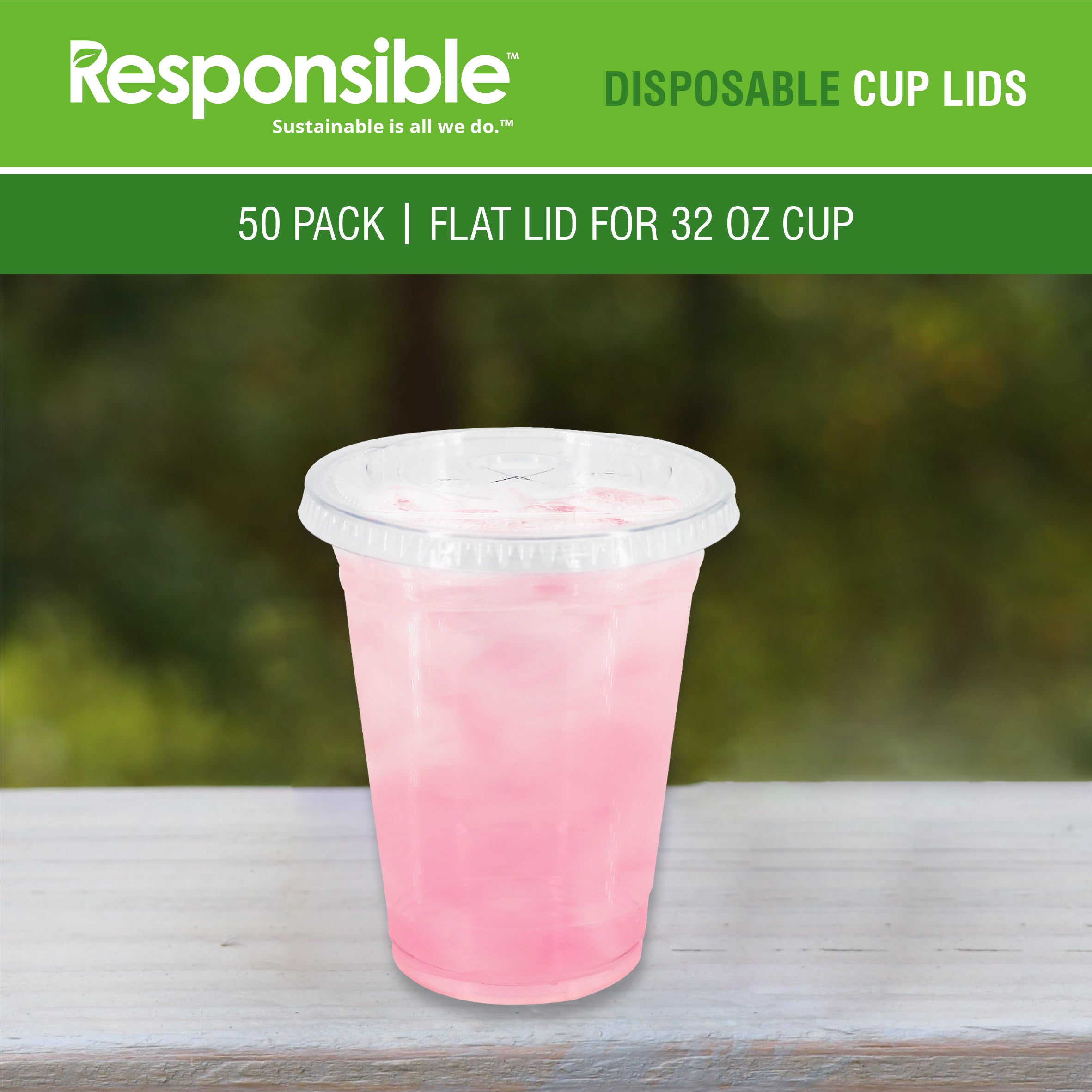 PET Flat Lid for 32 oz Cup