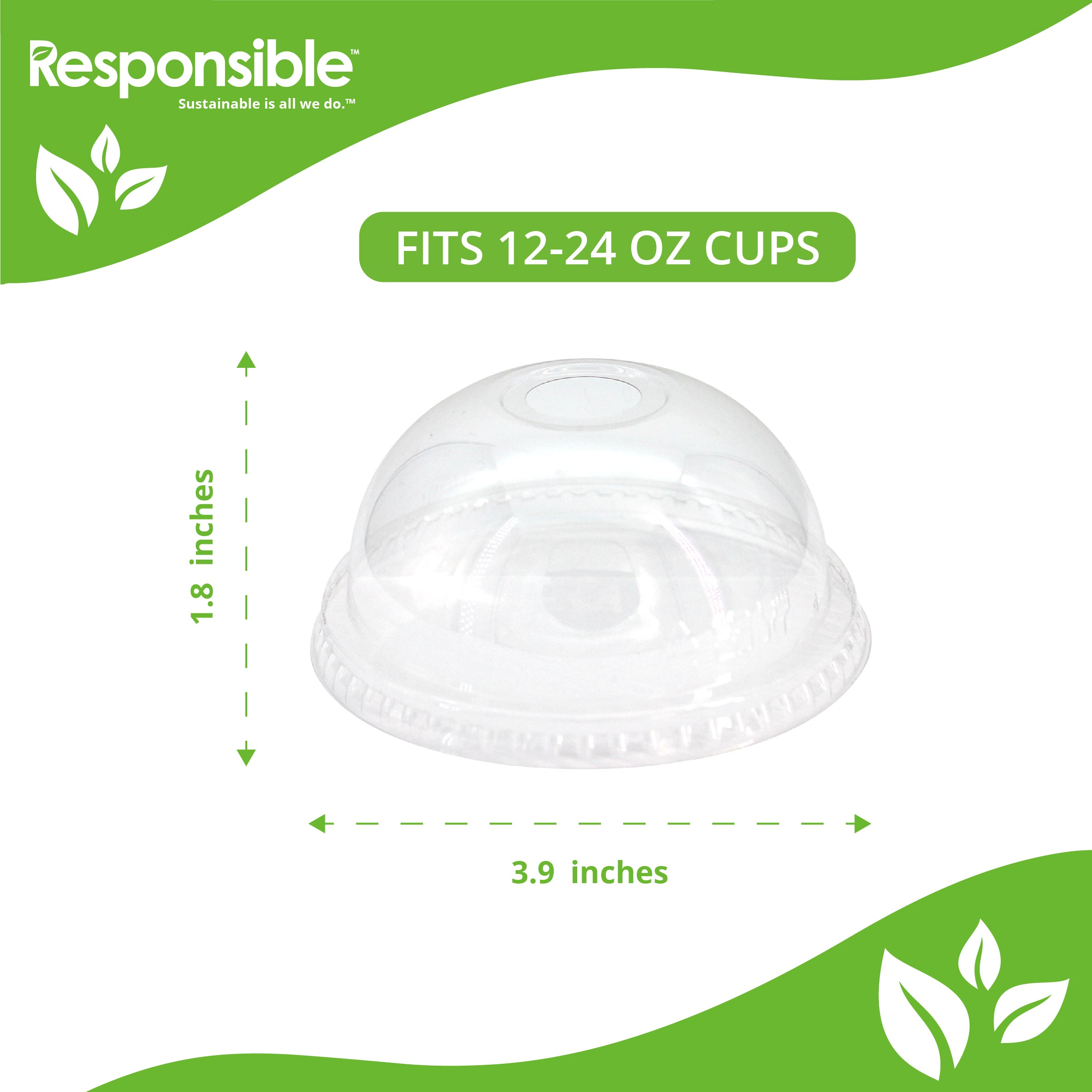 PET Dome Lid for 12-24 oz Cup