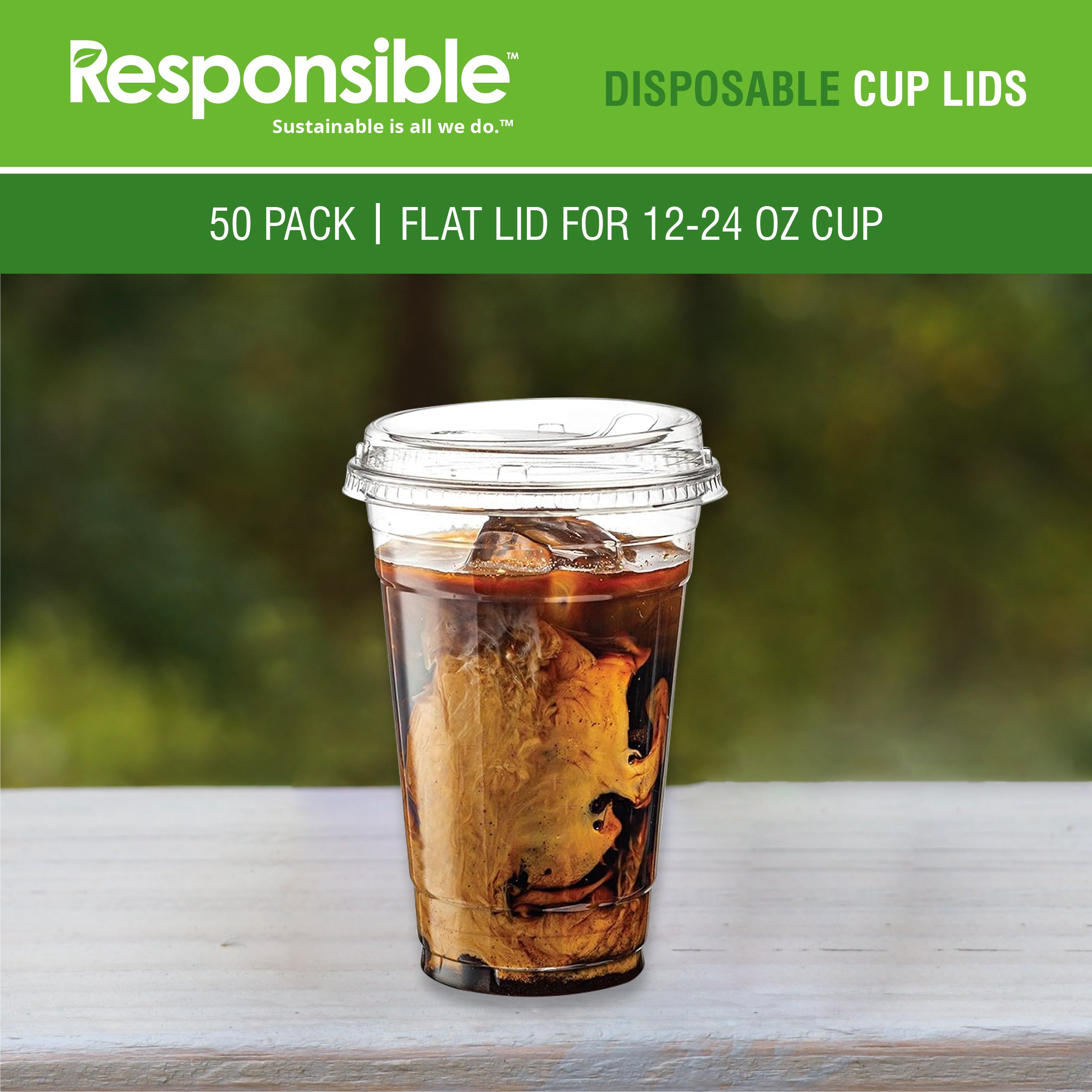 PET Sip Lid for 12-24 oz Cup