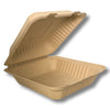 Compostable 9 inch Molded Fiber Hinged Containers Brown