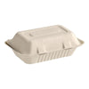 Compostable 9 x 6 inch 2-Compartment Molded Fiber Hinged Containers Brown