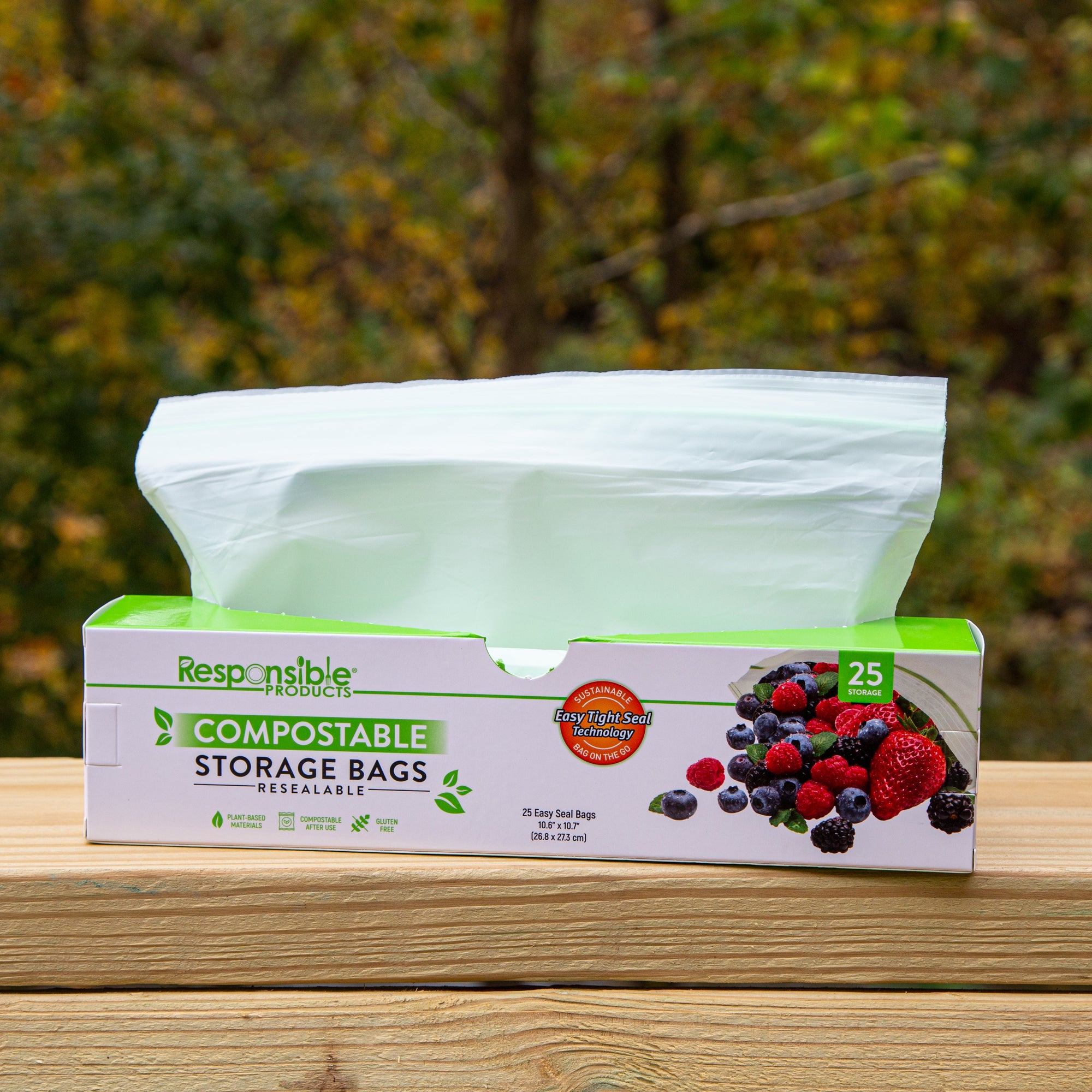 Eco-Friendly Resealable Compostable Food Storage Bags (Large
