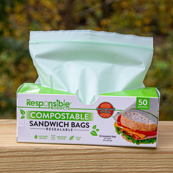 Medium Sandwich Resealable Zip Compostable Food Storage Bags (6.7 inch x 6.8 inch) Bundle Pack, Men's, Size: 6.7 x 6.8