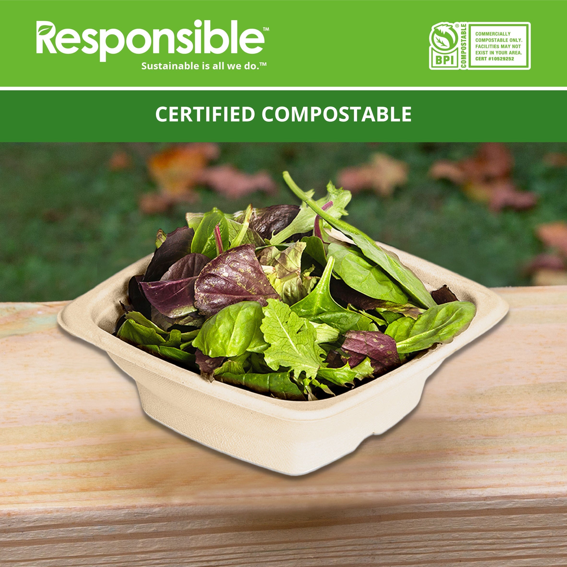 24 oz Square Bowls | Tree-Less™ Compostable Molded Fiber