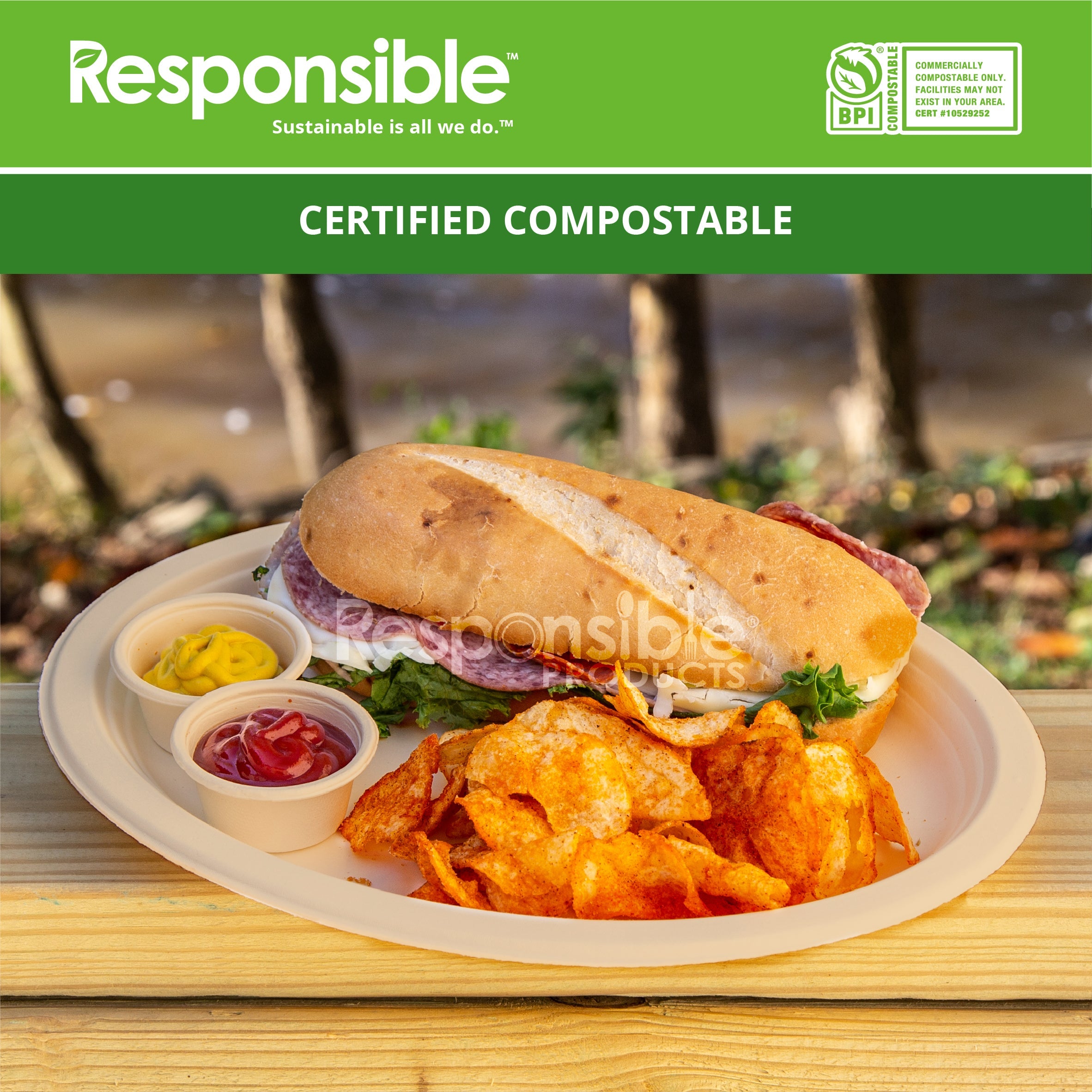 10 x 8 Inch Oval Platter | Tree-Less™ Compostable Molded Fiber