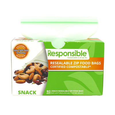 Compostable Snack Resealable Zip Bag (92 Count)